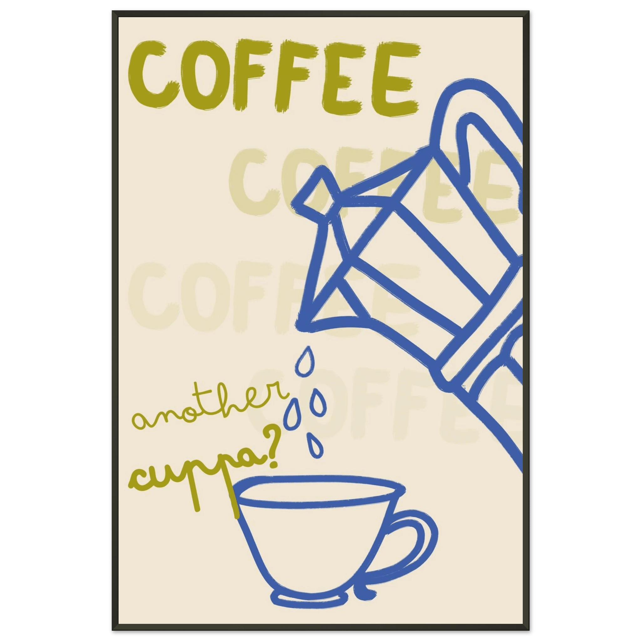 Coffee Print | Another Cuppa Moka Pot Wall Art | Kitchen Coffee Poster - Evergreen Posters