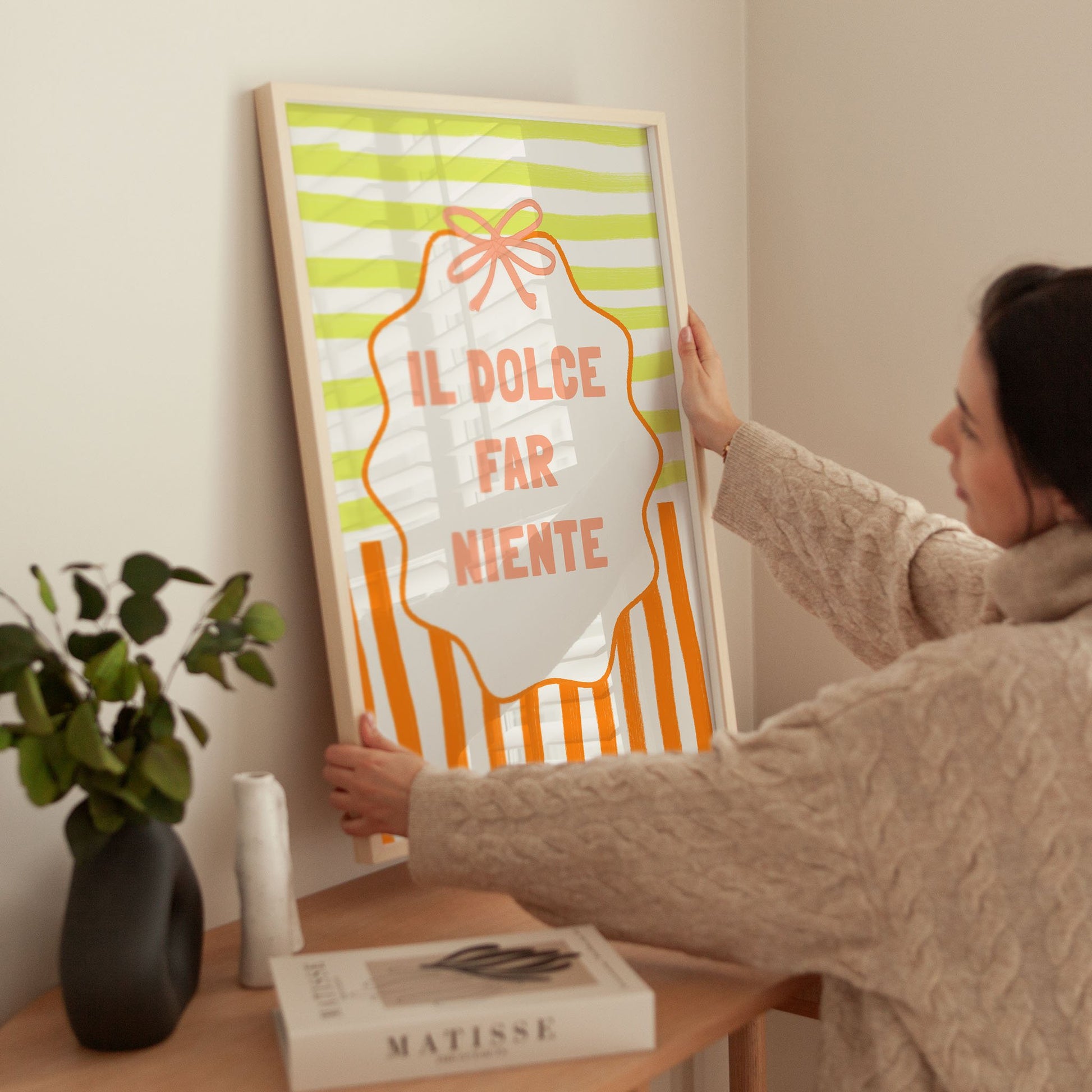 Il Dolce Far Niente Italian Print | Coquette Stripe Wall Art - Evergreen Posters