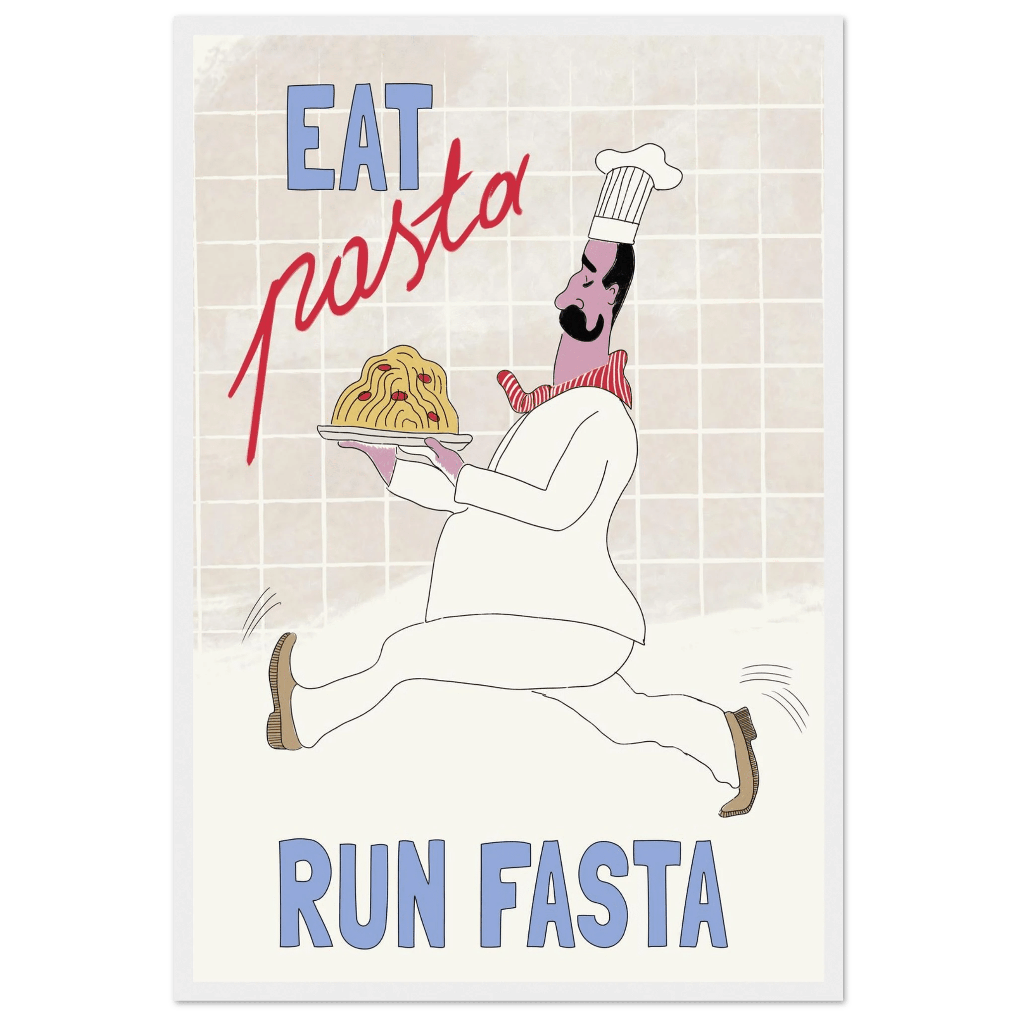 Eat Pasta Run Fasta Poster – Fun Kitchen Wall Art Print (Digital & Printed Options) - Evergreen Posters