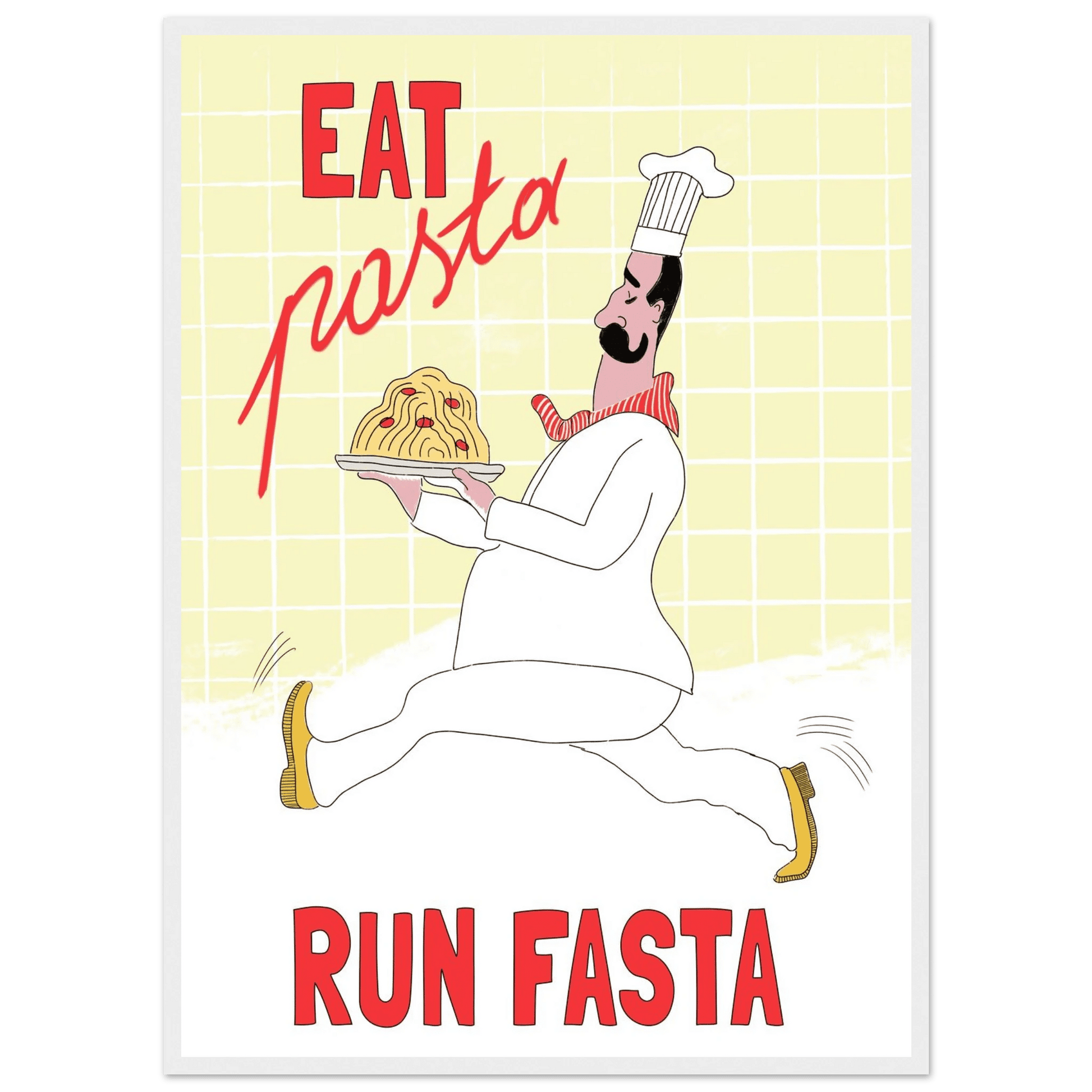 Eat Pasta Run Fasta Poster – Playful Kitchen Wall Art Print (Digital & Printed Options) - Evergreen Posters