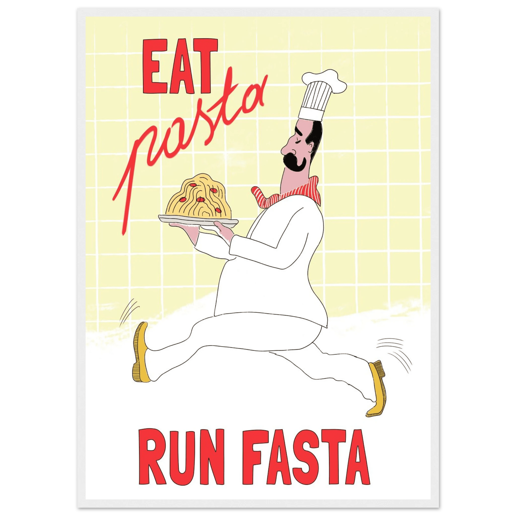 Eat Pasta Run Fasta Poster – Playful Kitchen Wall Art Print (Digital & Printed Options) - Evergreen Posters