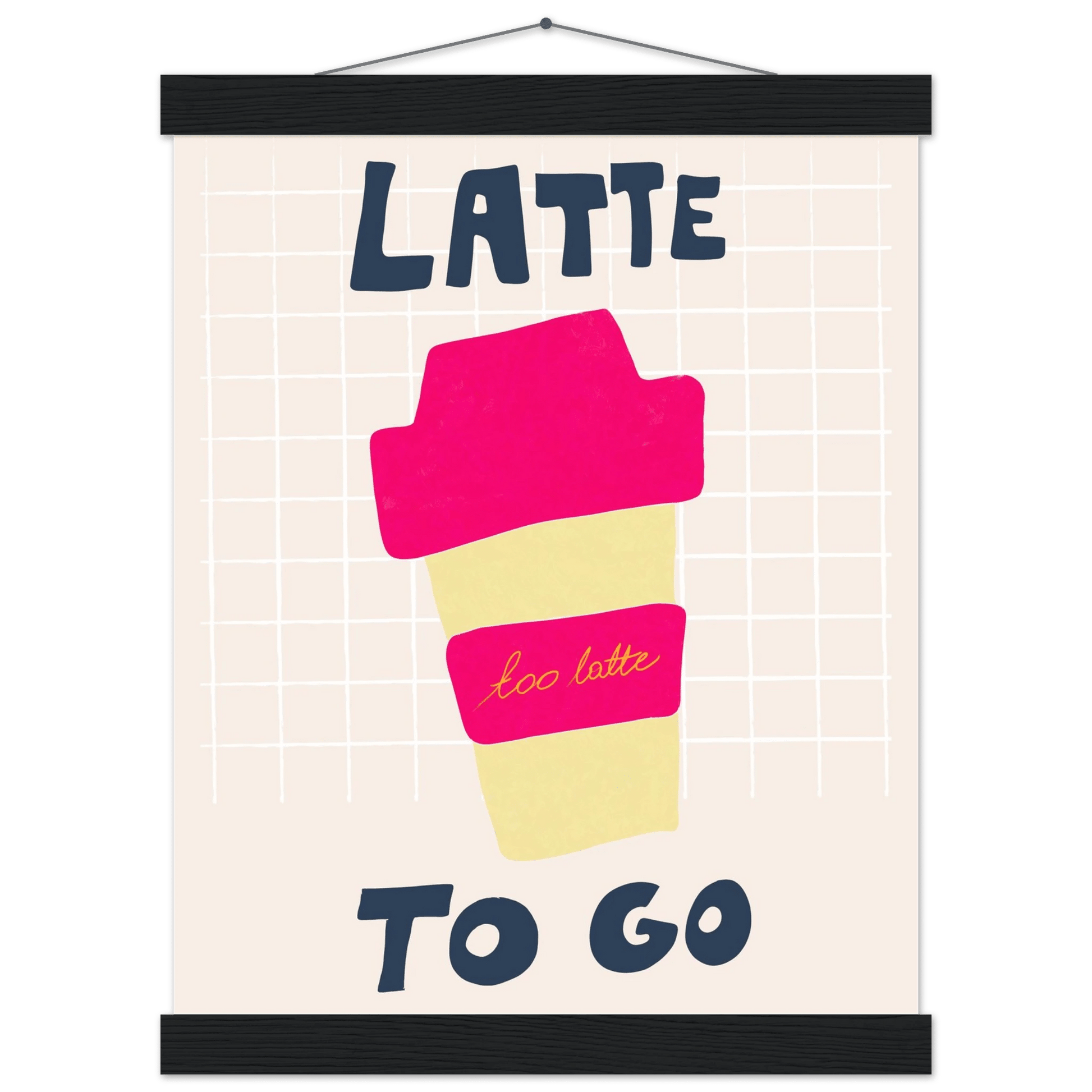 Latte To Go Poster – Playful Coffee Kitchen Wall Art Print (Digital & Printed Options) - Evergreen Posters