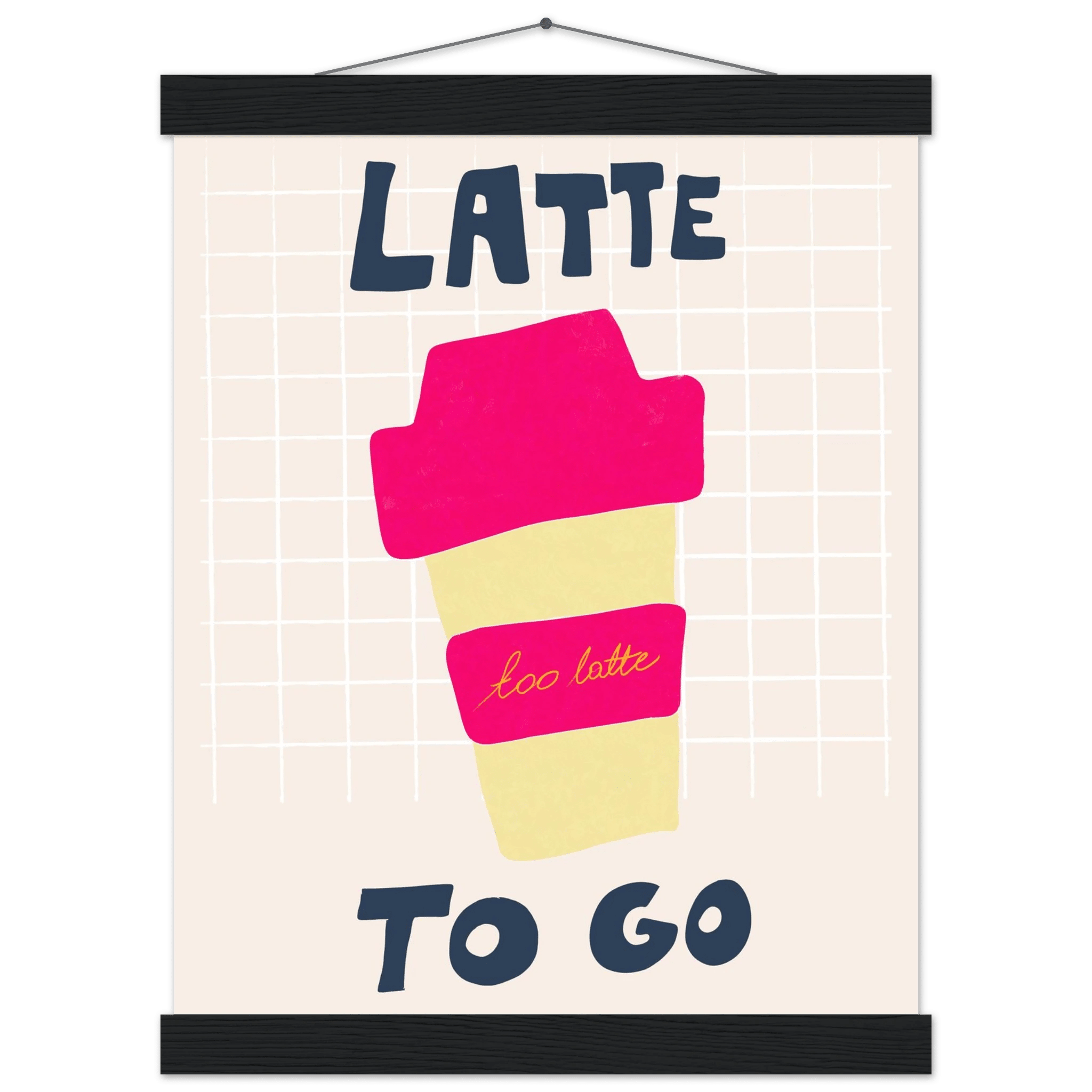 Latte To Go Poster – Playful Coffee Kitchen Wall Art Print (Digital & Printed Options) - Evergreen Posters