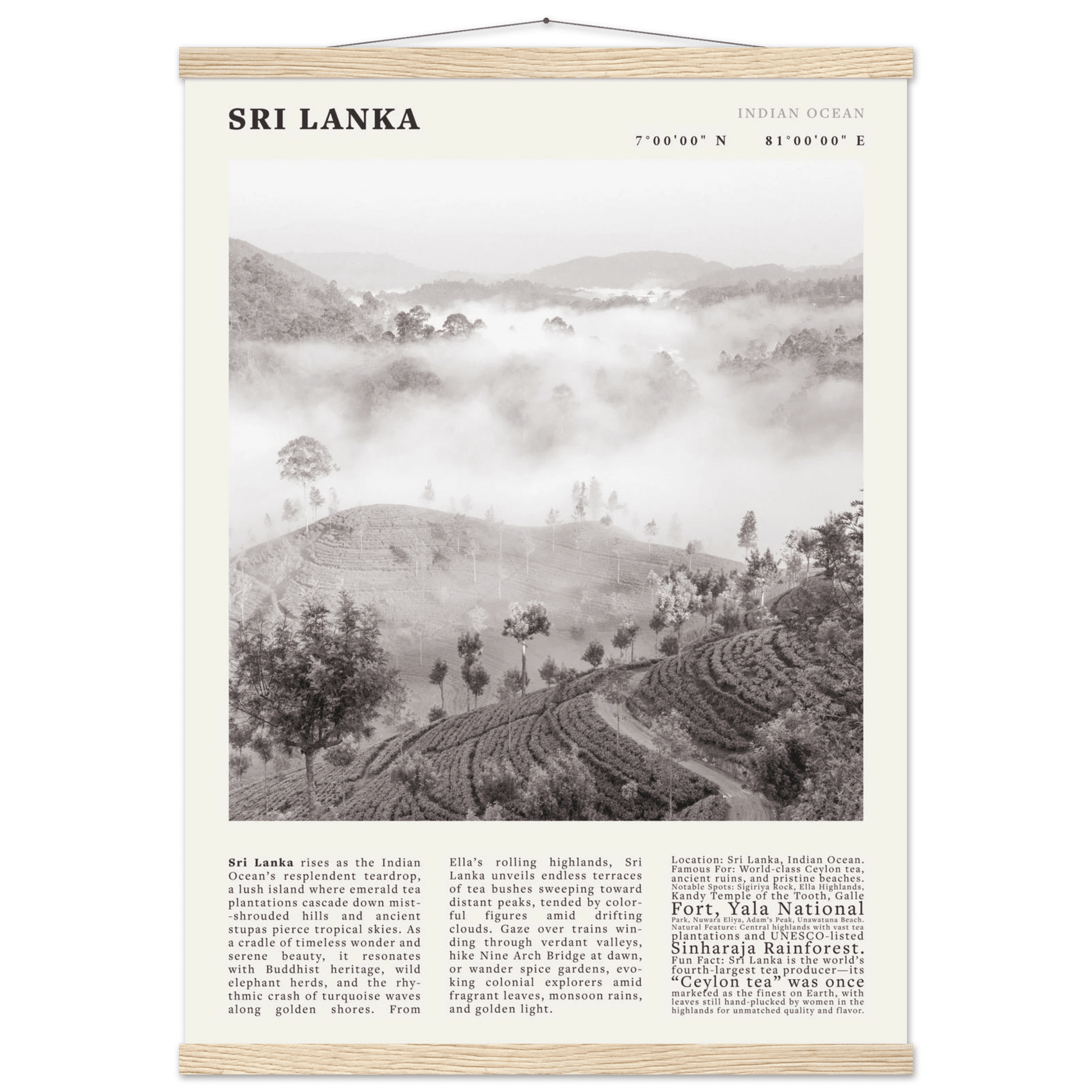 Sri Lanka Poster Black and White – Vintage Ceylon Tea Plantation Print (Digital & Printed Options) - Evergreen Posters