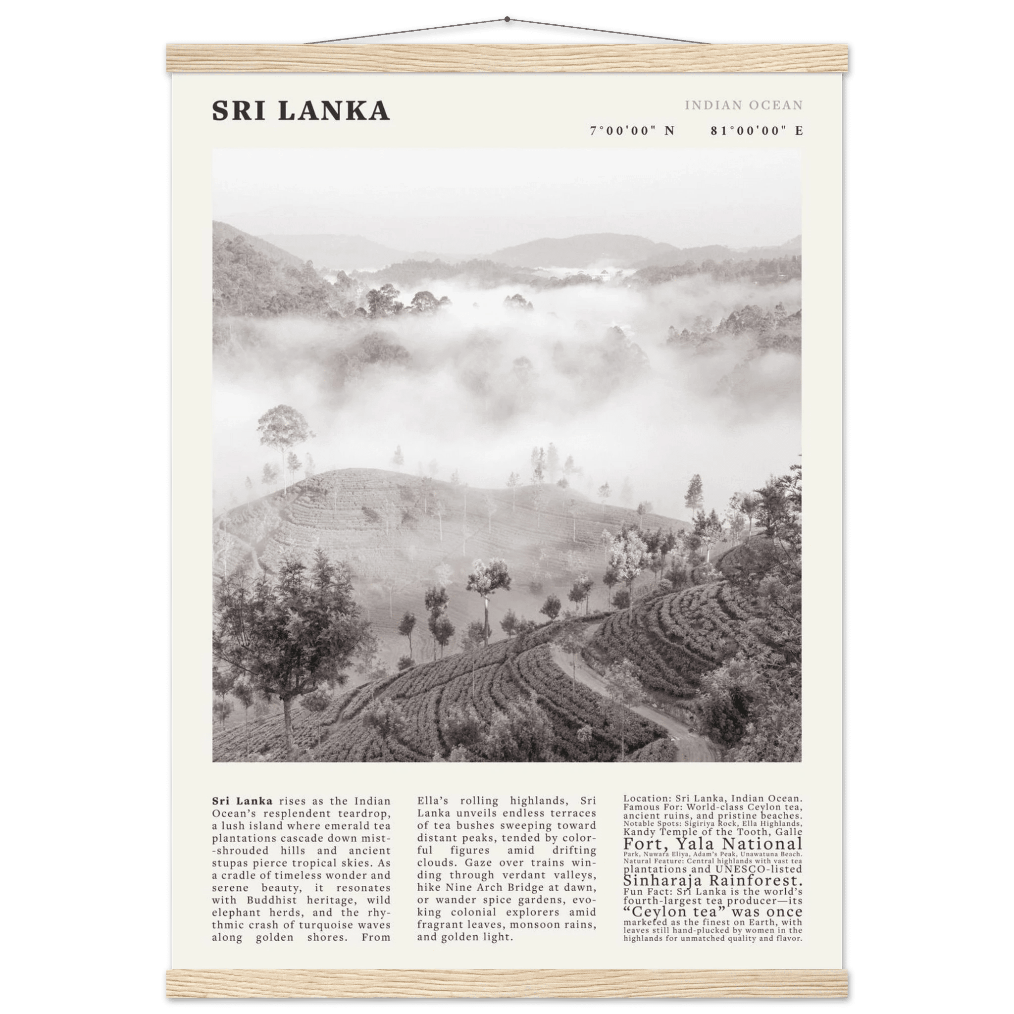 Sri Lanka Poster Black and White – Vintage Ceylon Tea Plantation Print (Digital & Printed Options) - Evergreen Posters