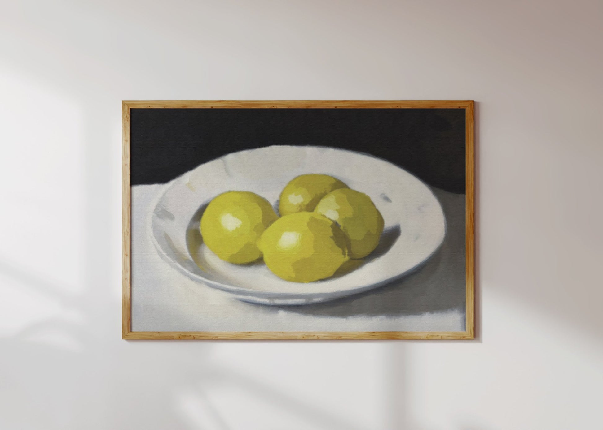 Lemons Print | Three Lemons Oil Painting Wall Art | Kitchen Still Life Poster - Evergreen Posters