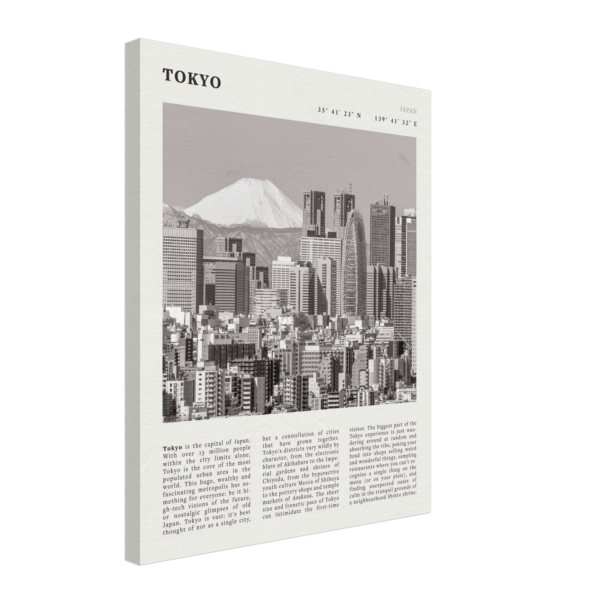 Tokyo Poster | Black & White Mount Fuji Skyline Wall Art | Japan Travel Print - Evergreen Posters