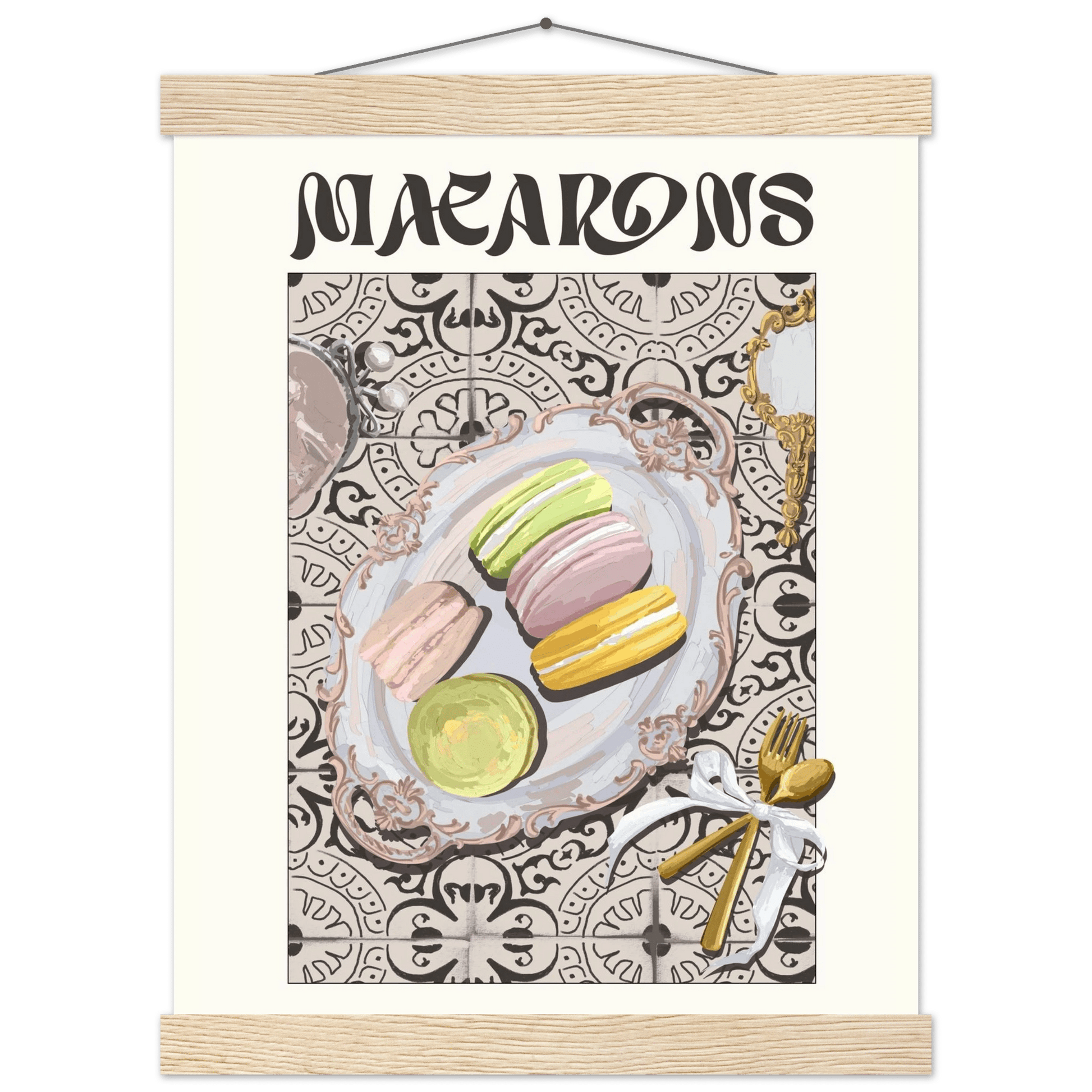 Macarons Poster – Playful French Patisserie Kitchen Wall Art Print (Digital & Printed Options) - Evergreen Posters