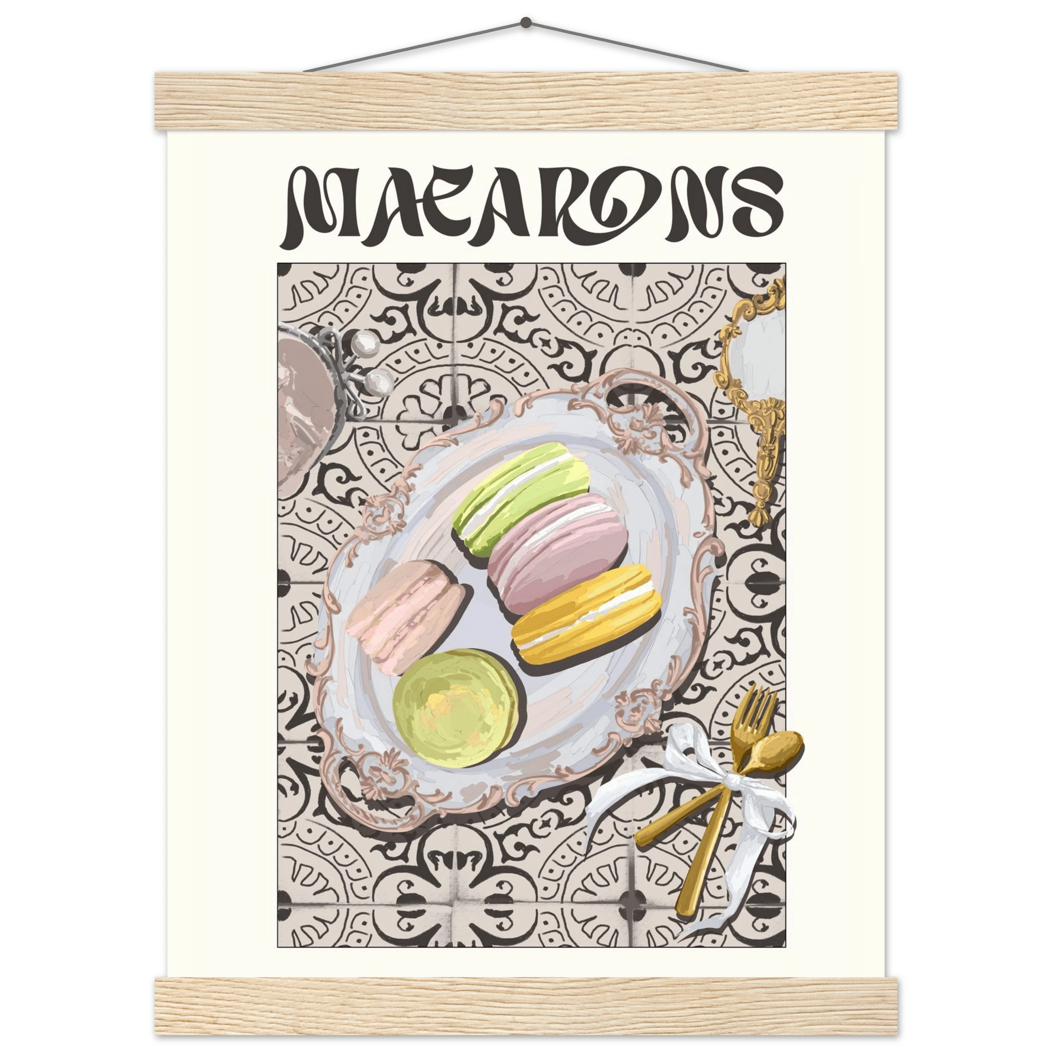 Macarons Poster – Playful French Patisserie Kitchen Wall Art Print (Digital & Printed Options) - Evergreen Posters