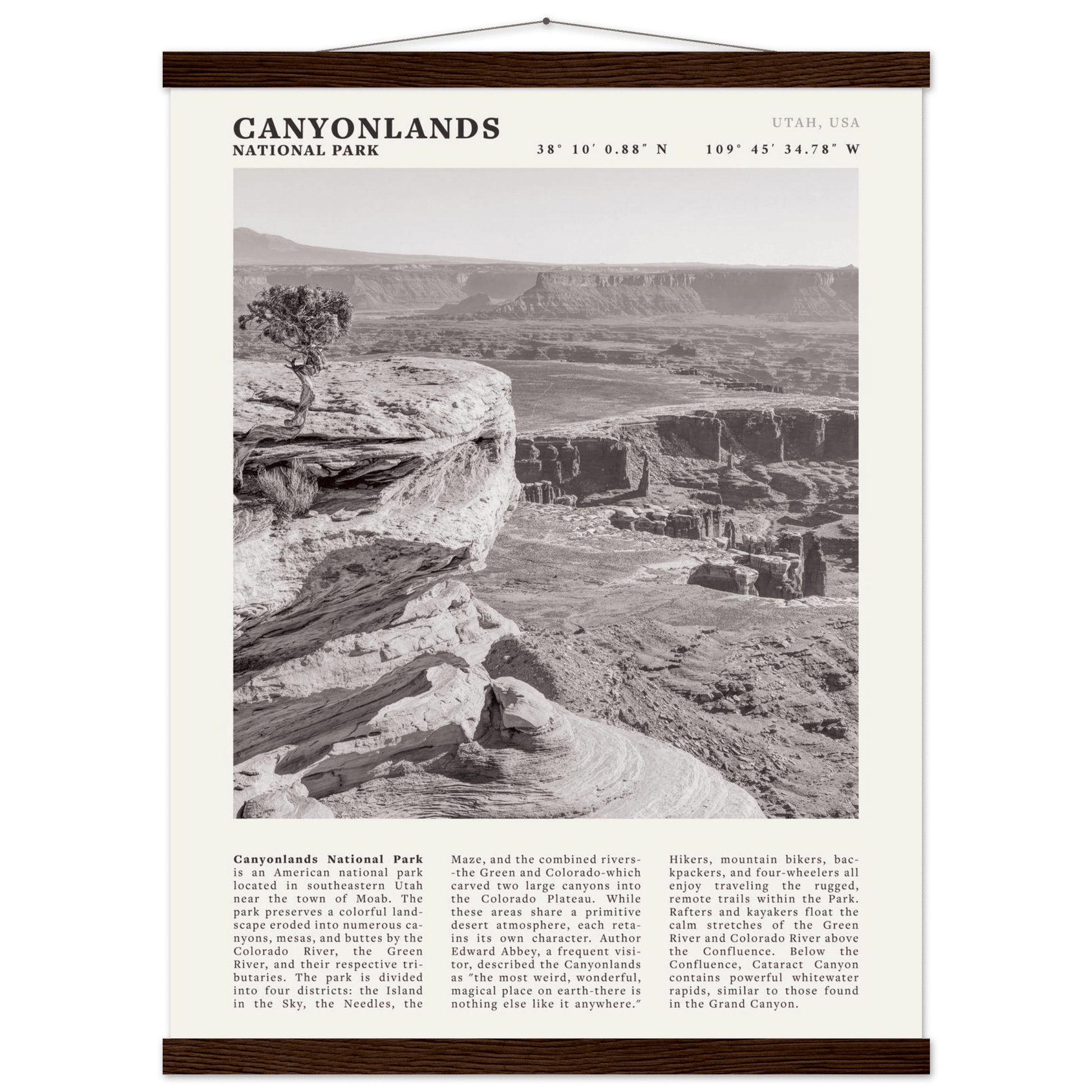 Canyonlands National Park Poster | Black & White Utah Wall Art | Canyon Travel Print - Evergreen Posters