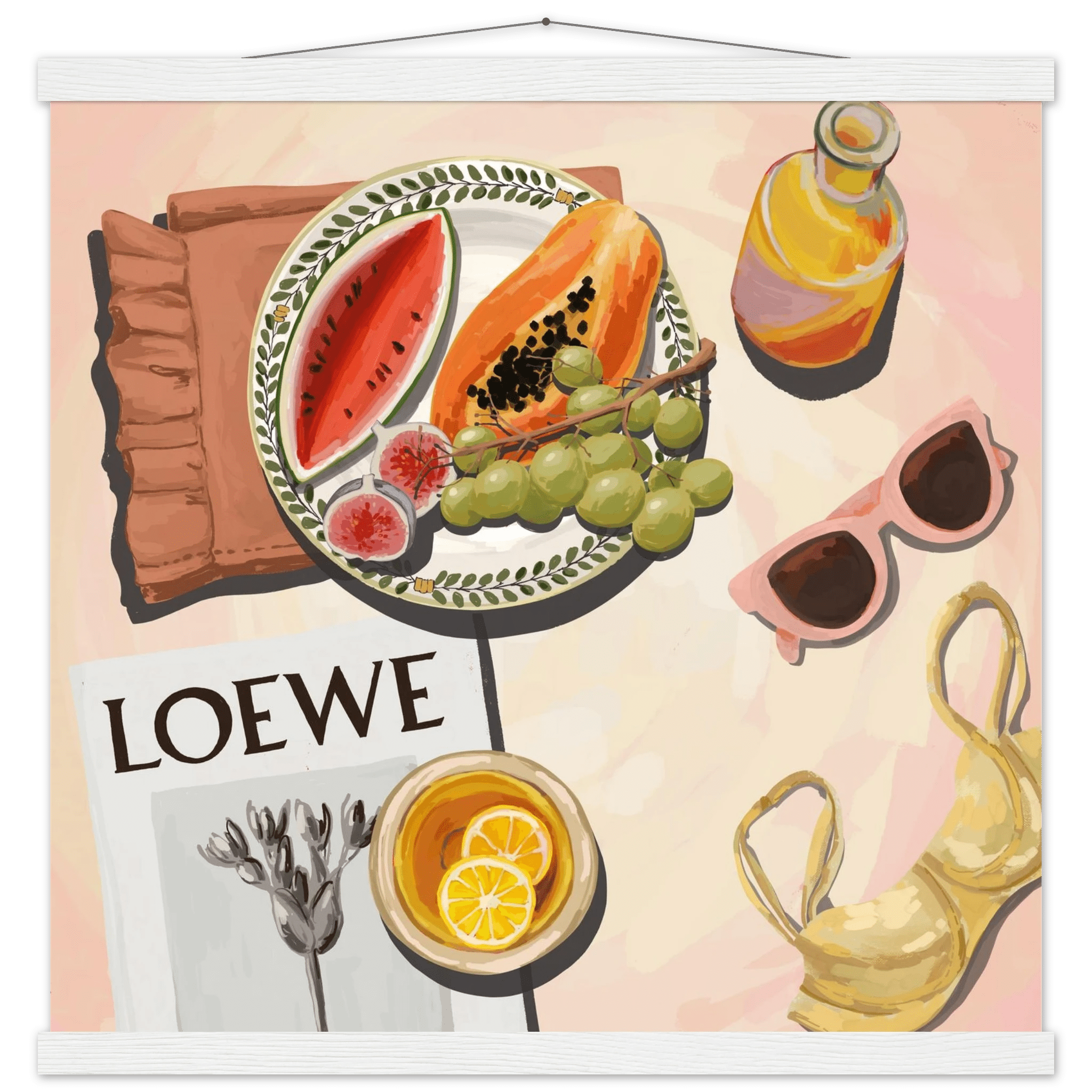 Loewe Summer Fruits Poster | Dopamine Decor Food Wall Art | Pastel Square Kitchen Print - Evergreen Posters - 28