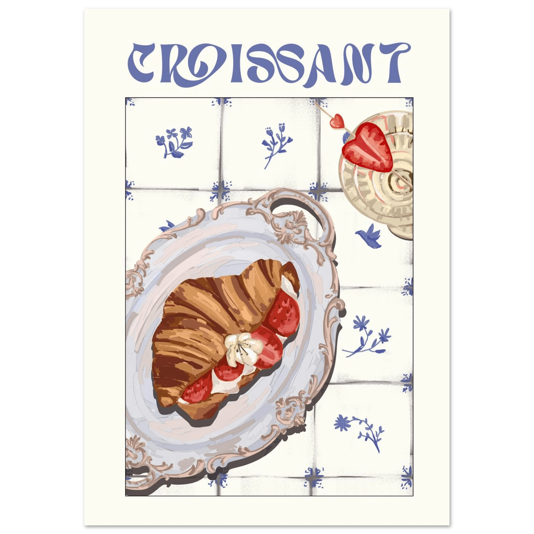 Croissant Poster – Charming French Breakfast Kitchen Wall Art Print (Digital & Printed Options) - Evergreen Posters