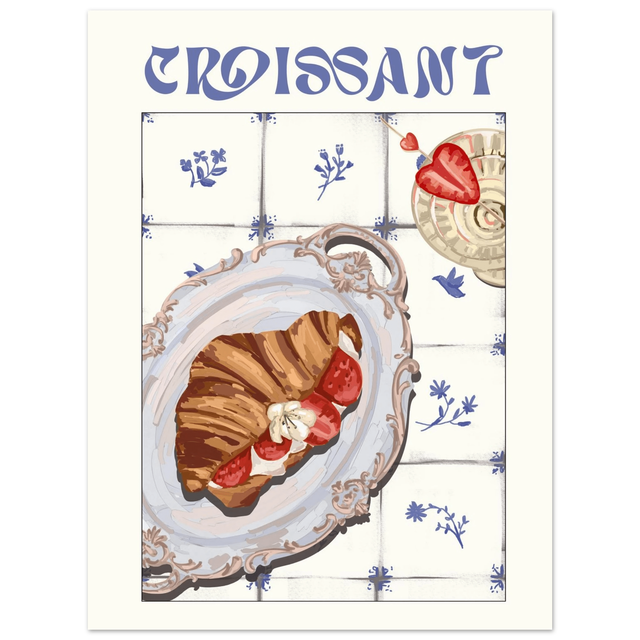 Croissant Poster – Charming French Breakfast Kitchen Wall Art Print (Digital & Printed Options) - Evergreen Posters