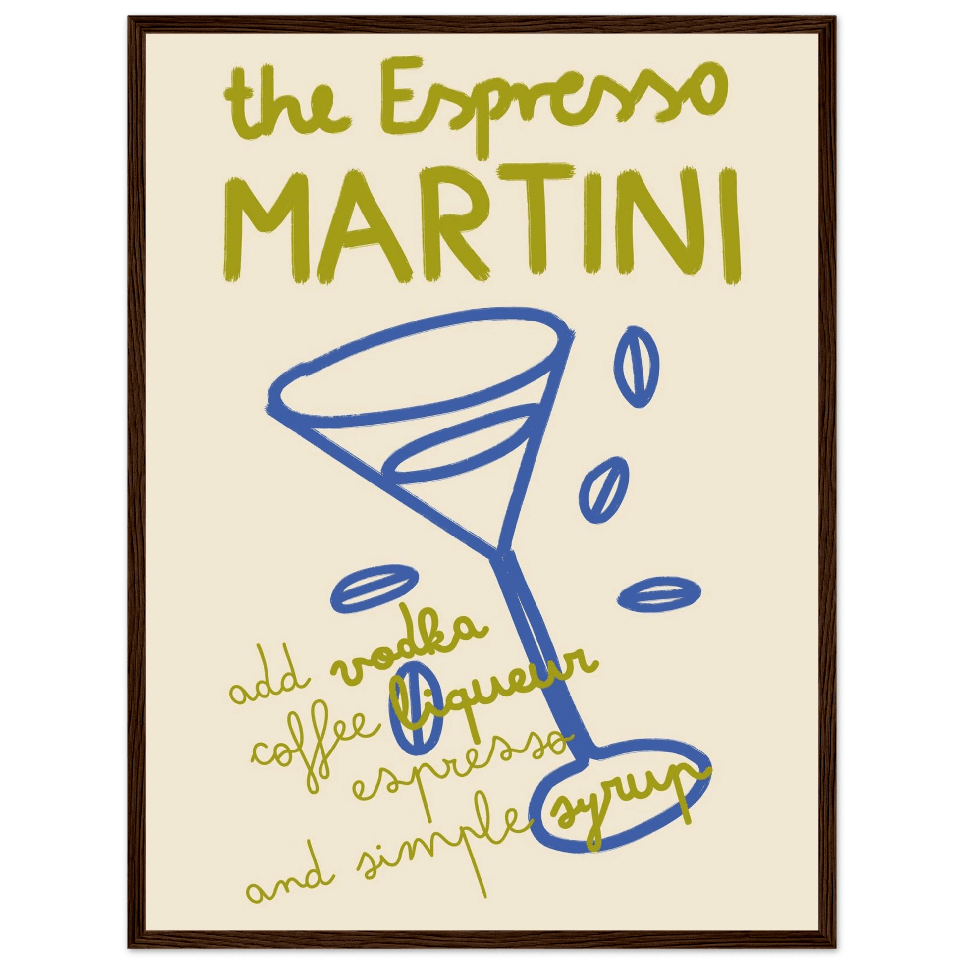 Espresso Martini Print | Cocktail Recipe Wall Art | Kitchen Bar Poster - Evergreen Posters