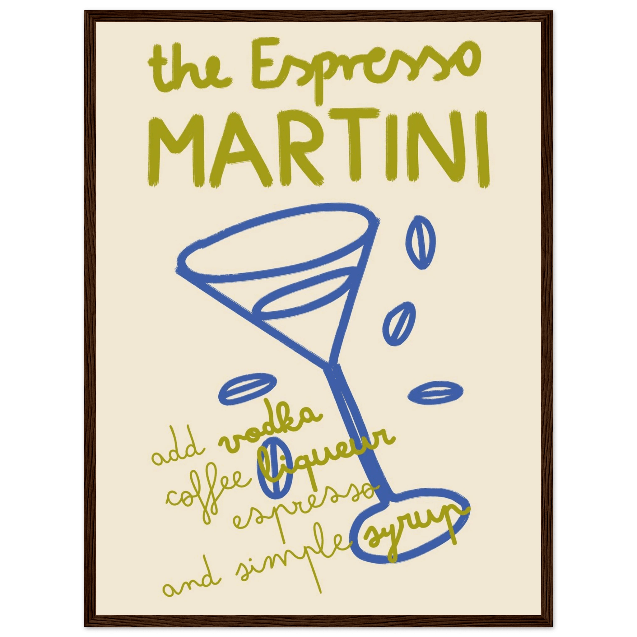 Espresso Martini Print | Cocktail Recipe Wall Art | Kitchen Bar Poster - Evergreen Posters