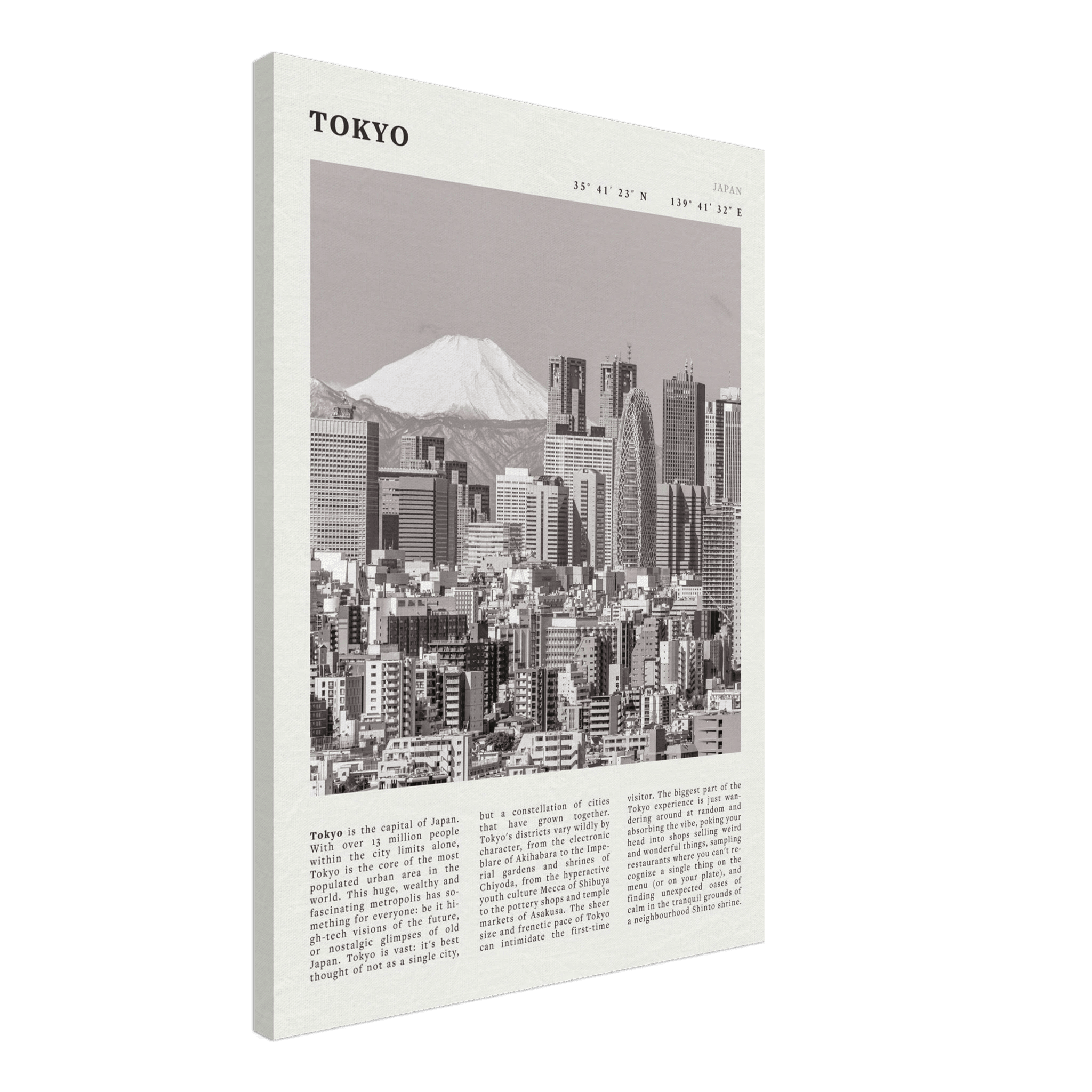 Tokyo Poster | Black & White Mount Fuji Skyline Wall Art | Japan Travel Print - Evergreen Posters