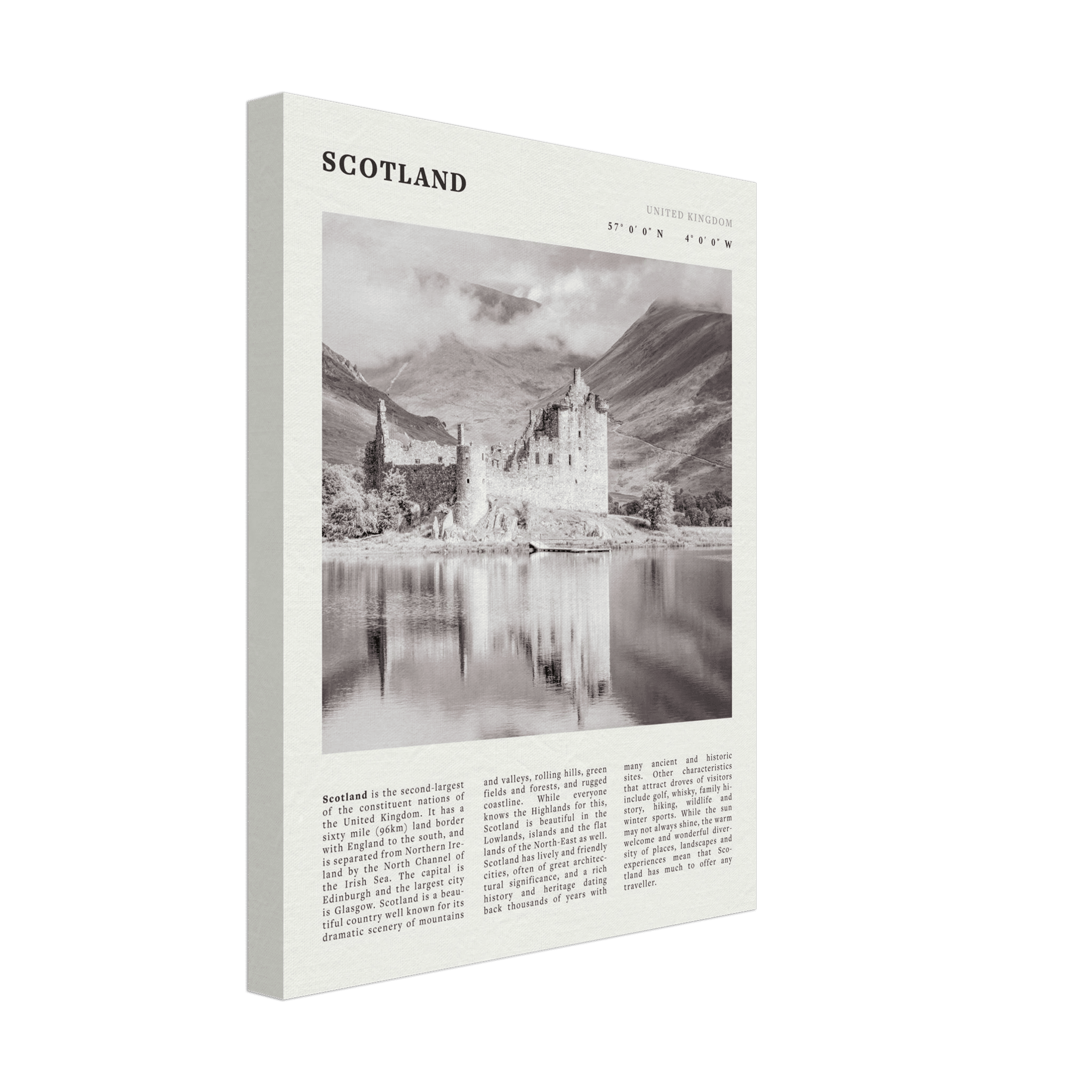 Scotland Poster | Black & White Highland Castle Wall Art | UK Travel Print Decor - Evergreen Posters