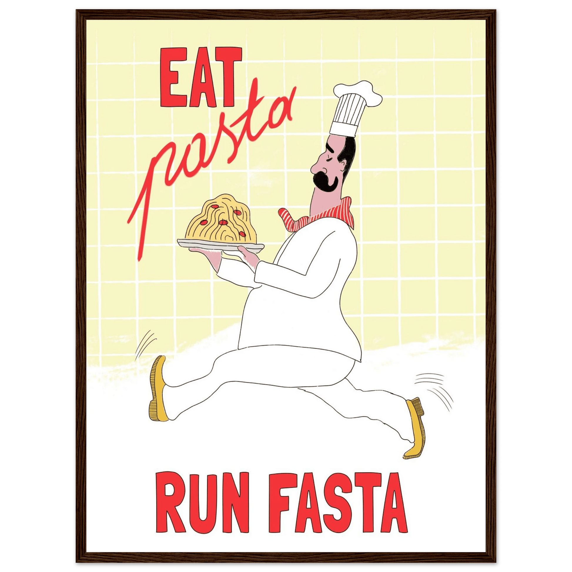 Eat Pasta Run Fasta Poster – Playful Kitchen Wall Art Print (Digital & Printed Options) - Evergreen Posters