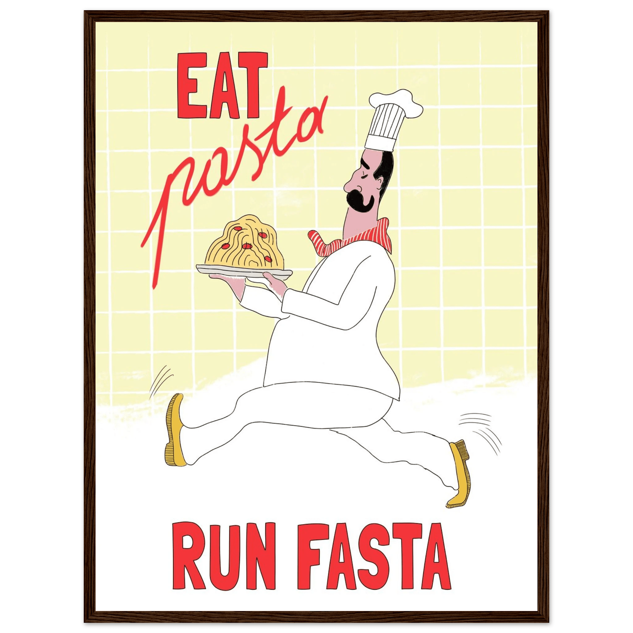 Eat Pasta Run Fasta Poster – Playful Kitchen Wall Art Print (Digital & Printed Options) - Evergreen Posters
