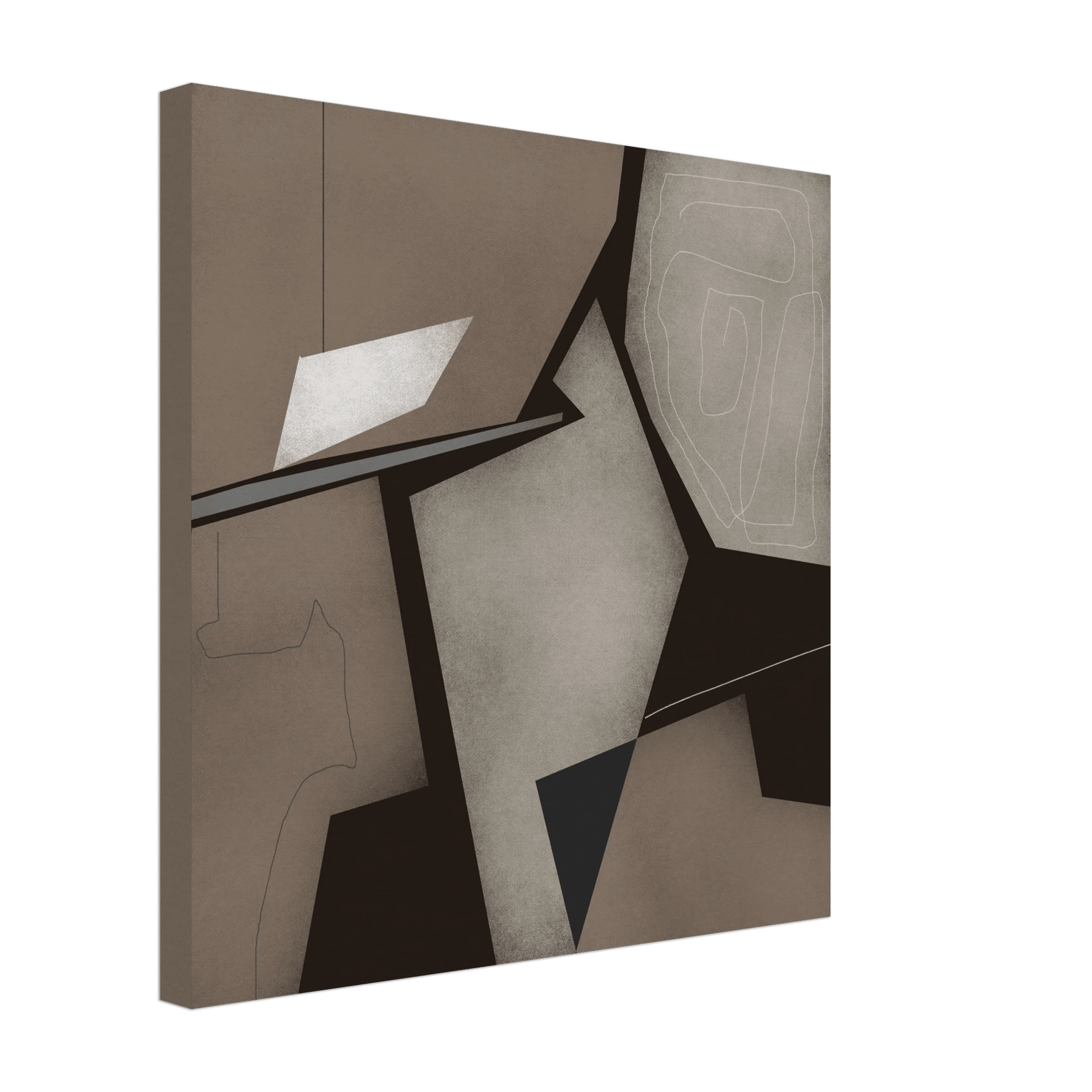 Taupe & Black Geometric Abstract Poster | Modern Square Wall Art | Neutral Decor Print - Evergreen Posters