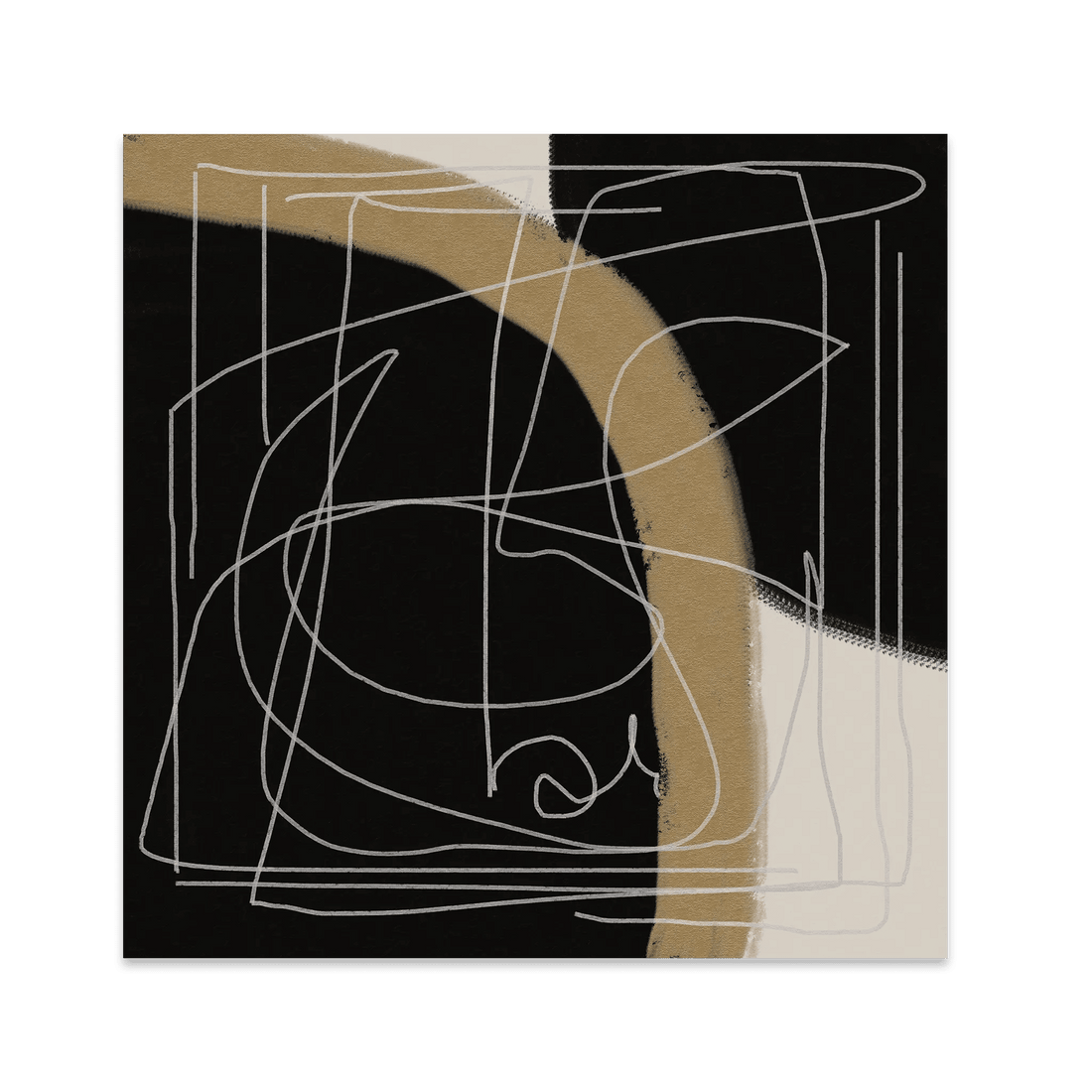 Black & Gold Abstract Square Poster | Bold Line Art Wall Decor | Contemporary Print - Evergreen Posters