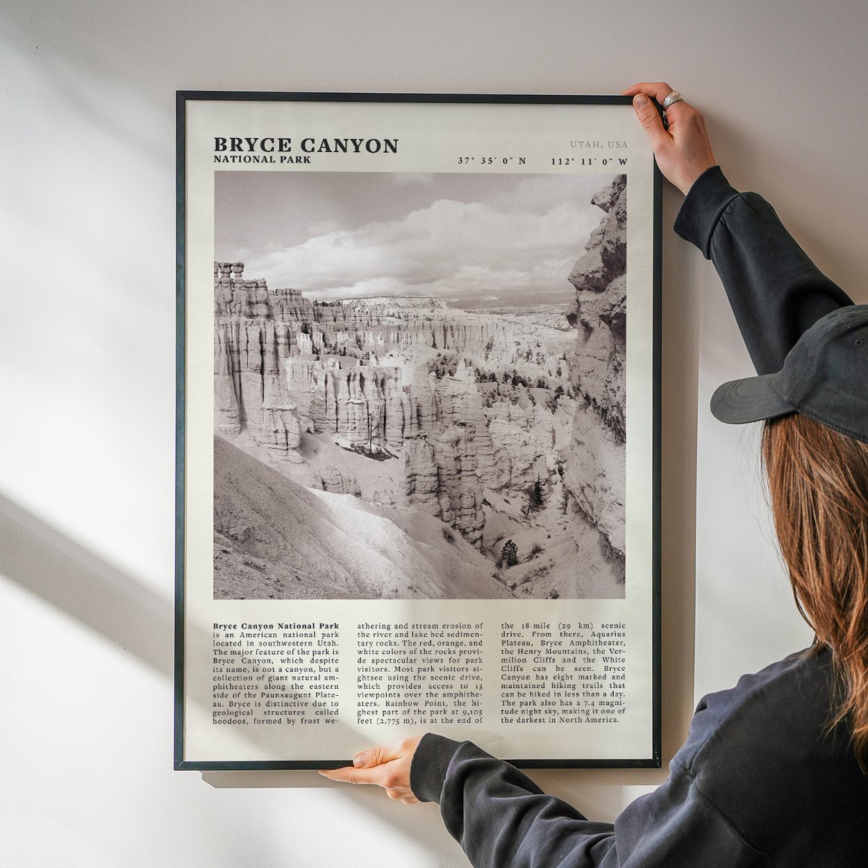Bryce Canyon National Park Poster | Black & White Utah Hoodoos Wall Art Print - Evergreen Posters - 68