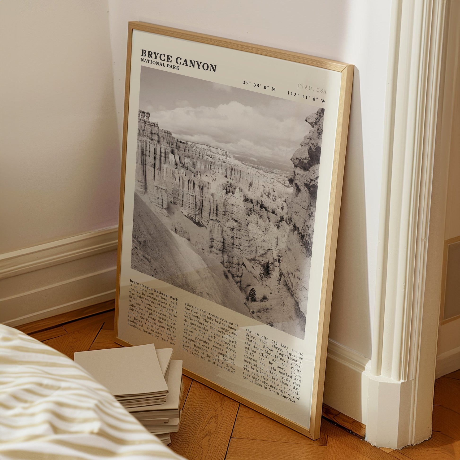 Bryce Canyon National Park Poster | Black & White Utah Hoodoos Wall Art Print - Evergreen Posters - 70
