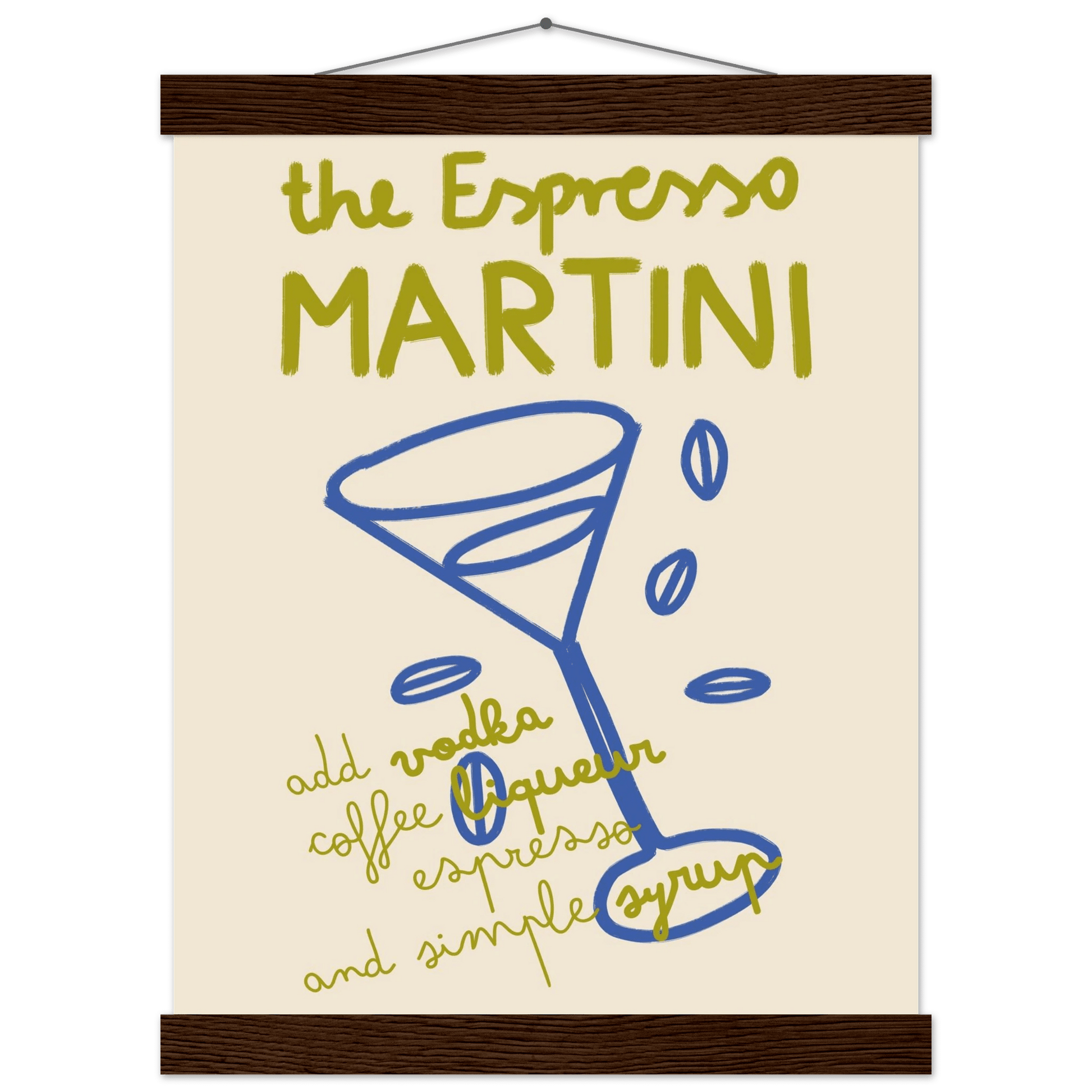Espresso Martini Print | Cocktail Recipe Wall Art | Kitchen Bar Poster - Evergreen Posters