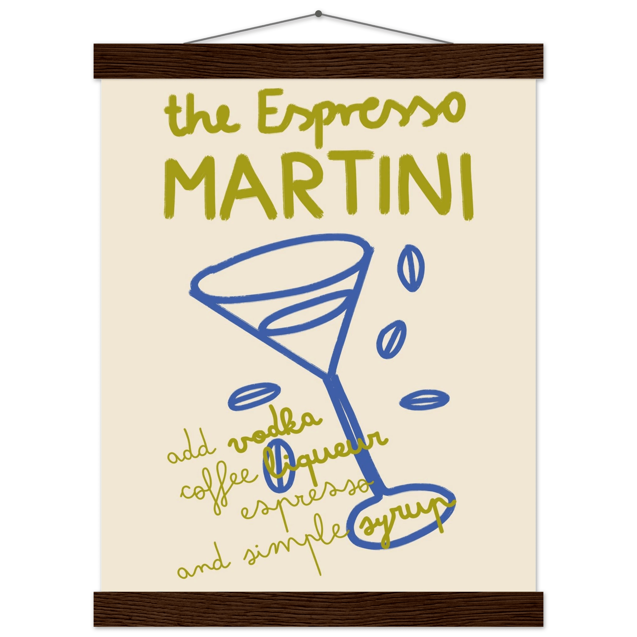Espresso Martini Print | Cocktail Recipe Wall Art | Kitchen Bar Poster - Evergreen Posters