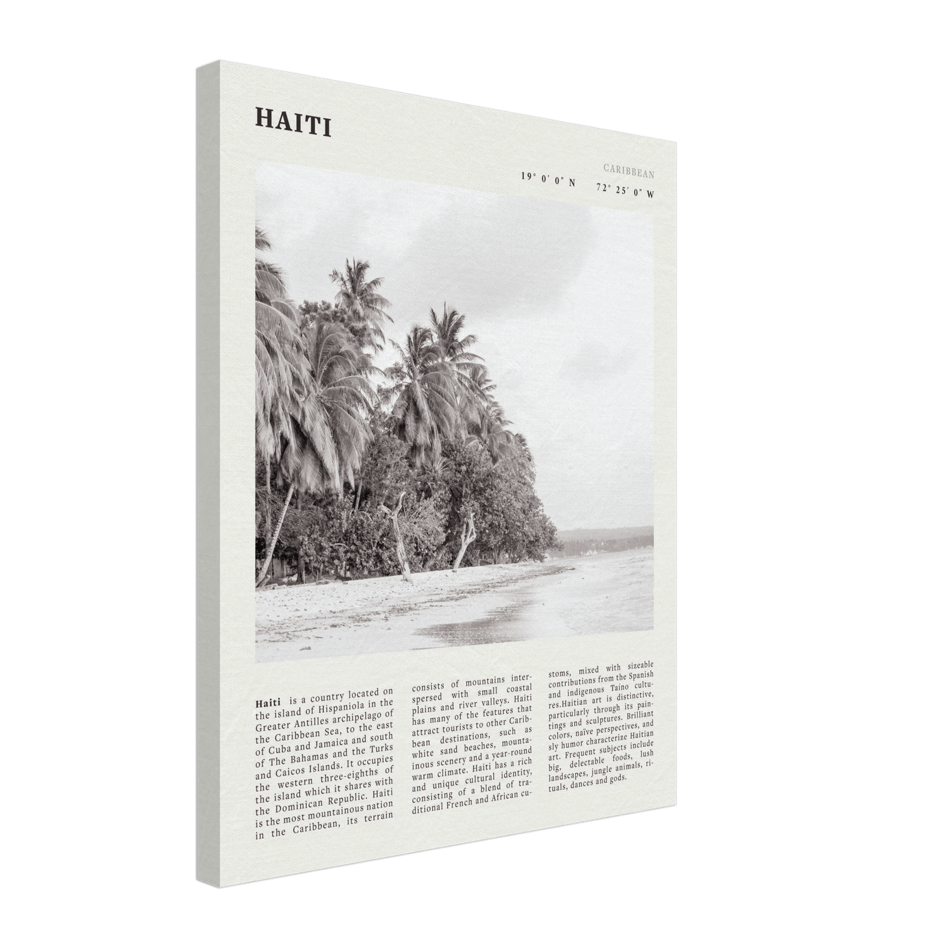 Haiti Poster | Black & White Caribbean Beach Wall Art | Tropical Travel Print - Evergreen Posters