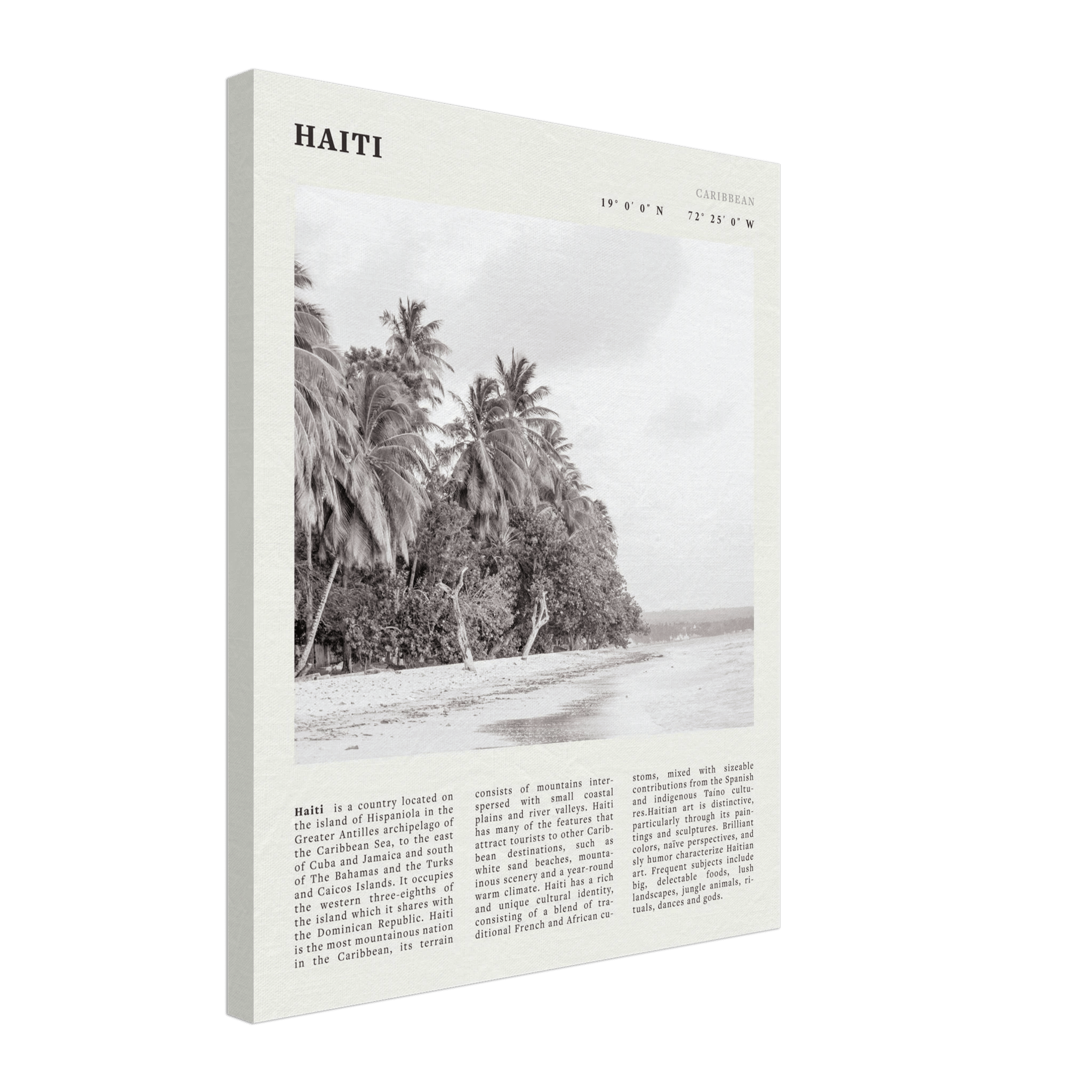 Haiti Poster | Black & White Caribbean Beach Wall Art | Tropical Travel Print - Evergreen Posters