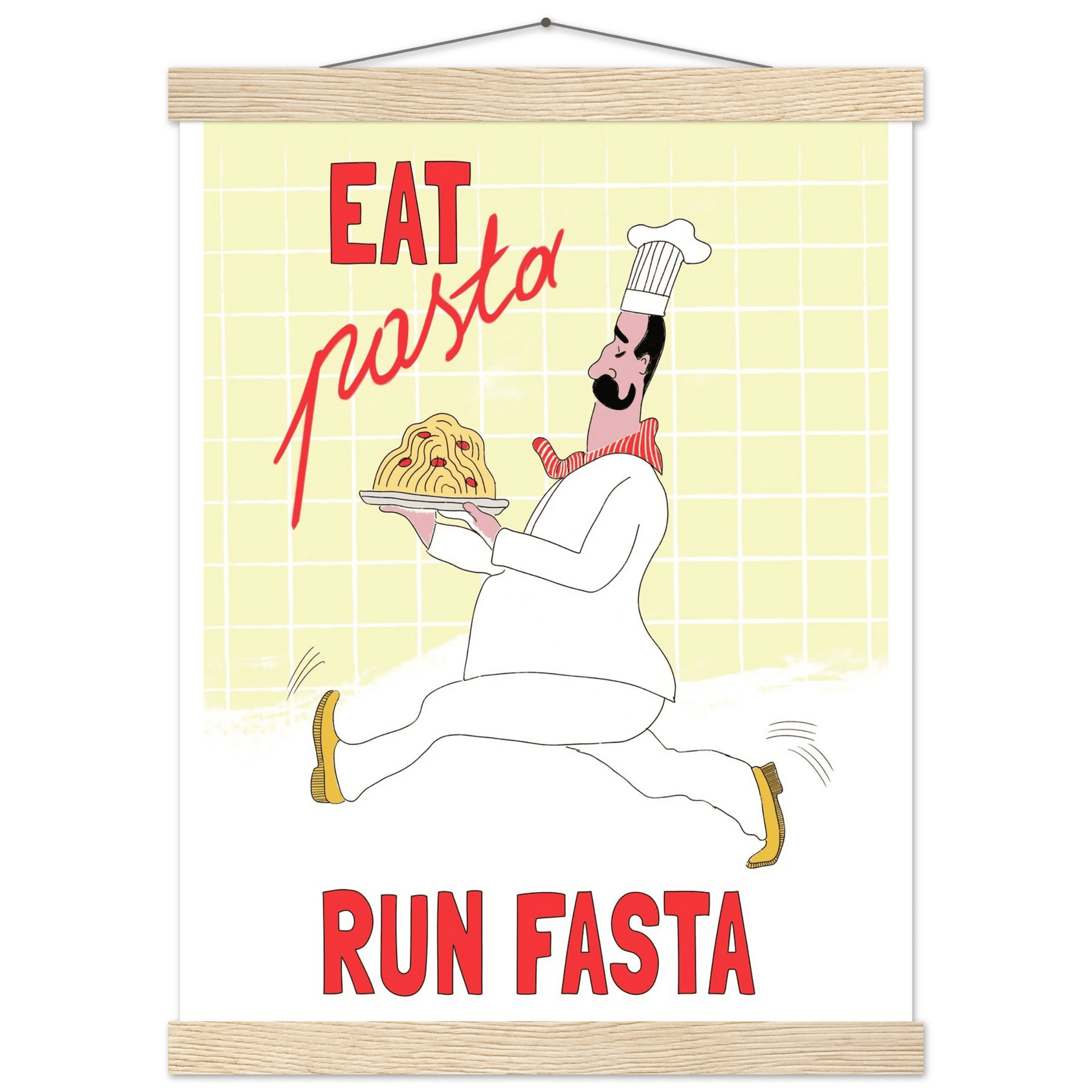 Eat Pasta Run Fasta Poster – Playful Kitchen Wall Art Print (Digital & Printed Options) - Evergreen Posters