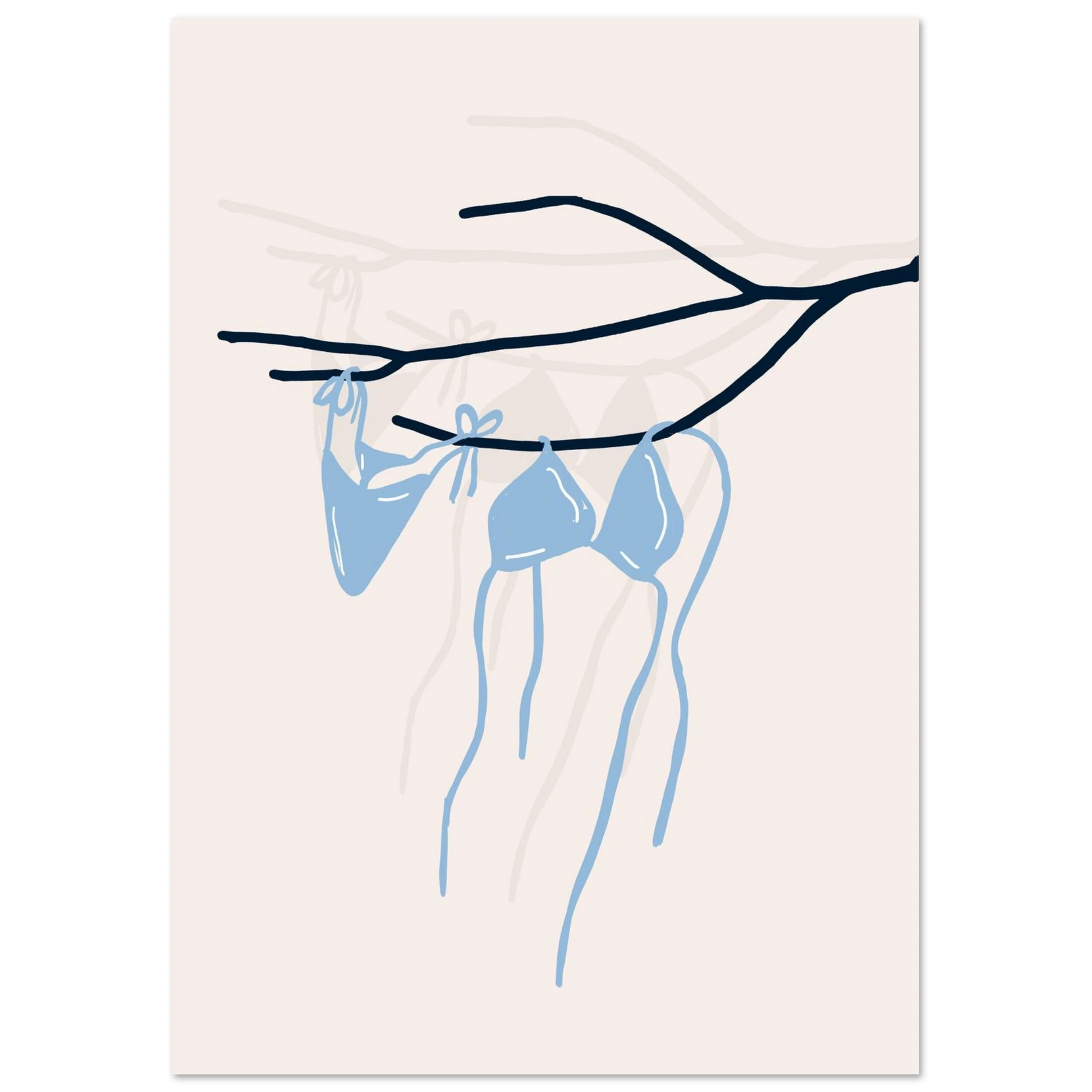 Coastal Bikini Line Art Poster – Minimalist Beach Wall Art Print - Evergreen Posters