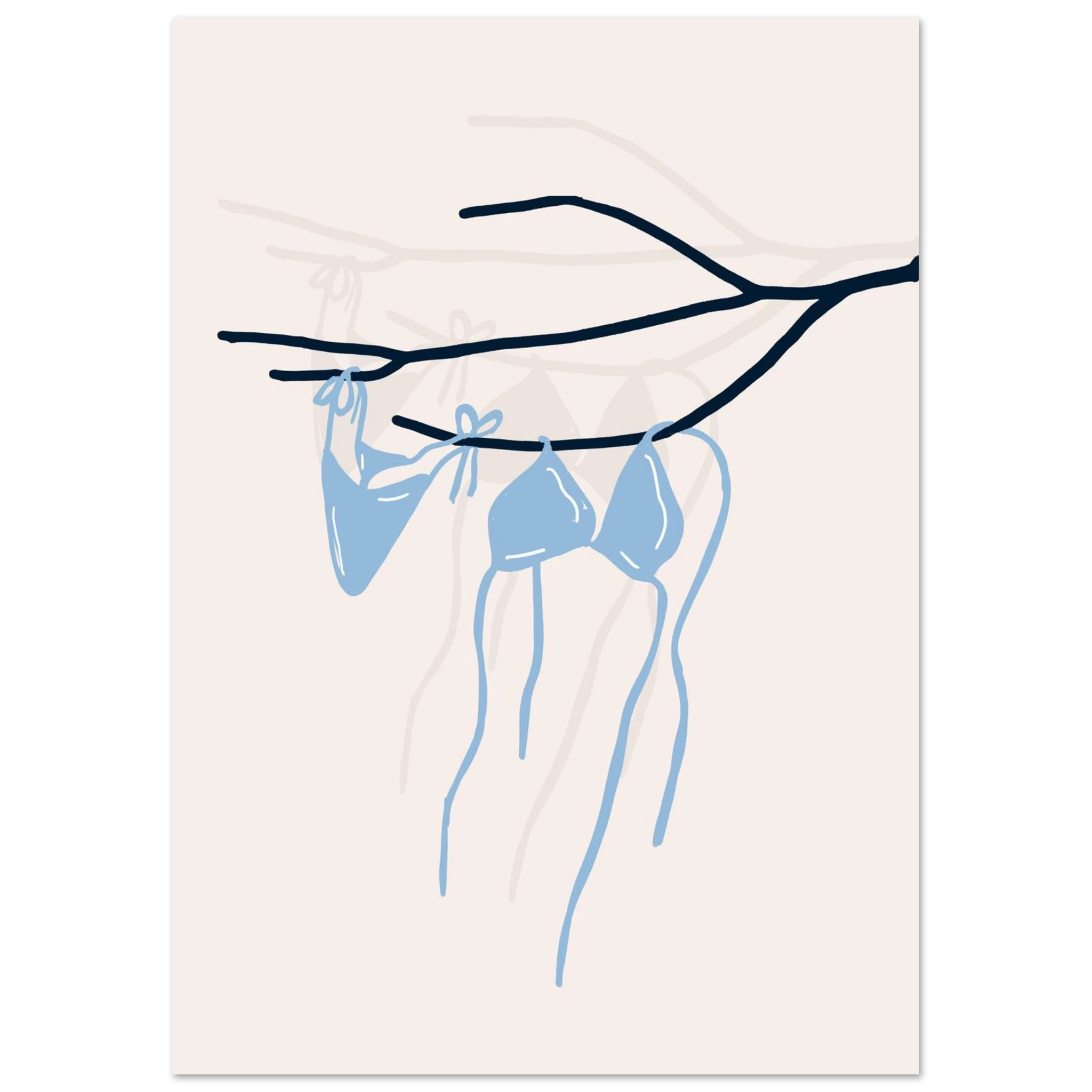 Coastal Bikini Line Art Poster – Minimalist Beach Wall Art Print - Evergreen Posters