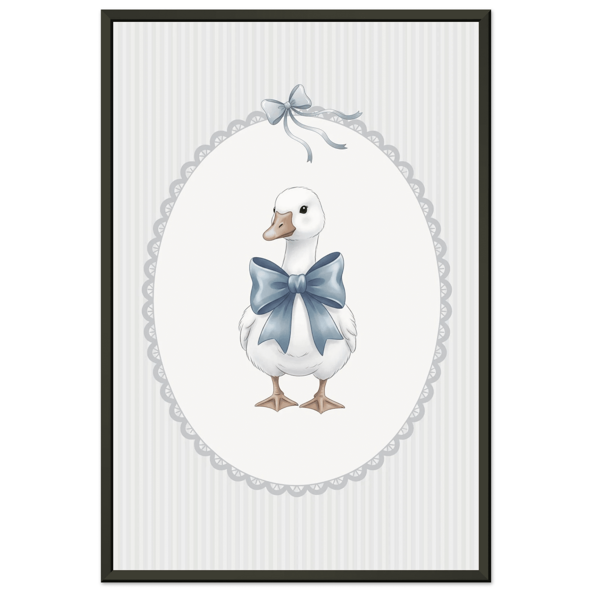Blue Bow Duck Nursery Poster – Sweet Baby Room Wall Art Print - Evergreen Posters