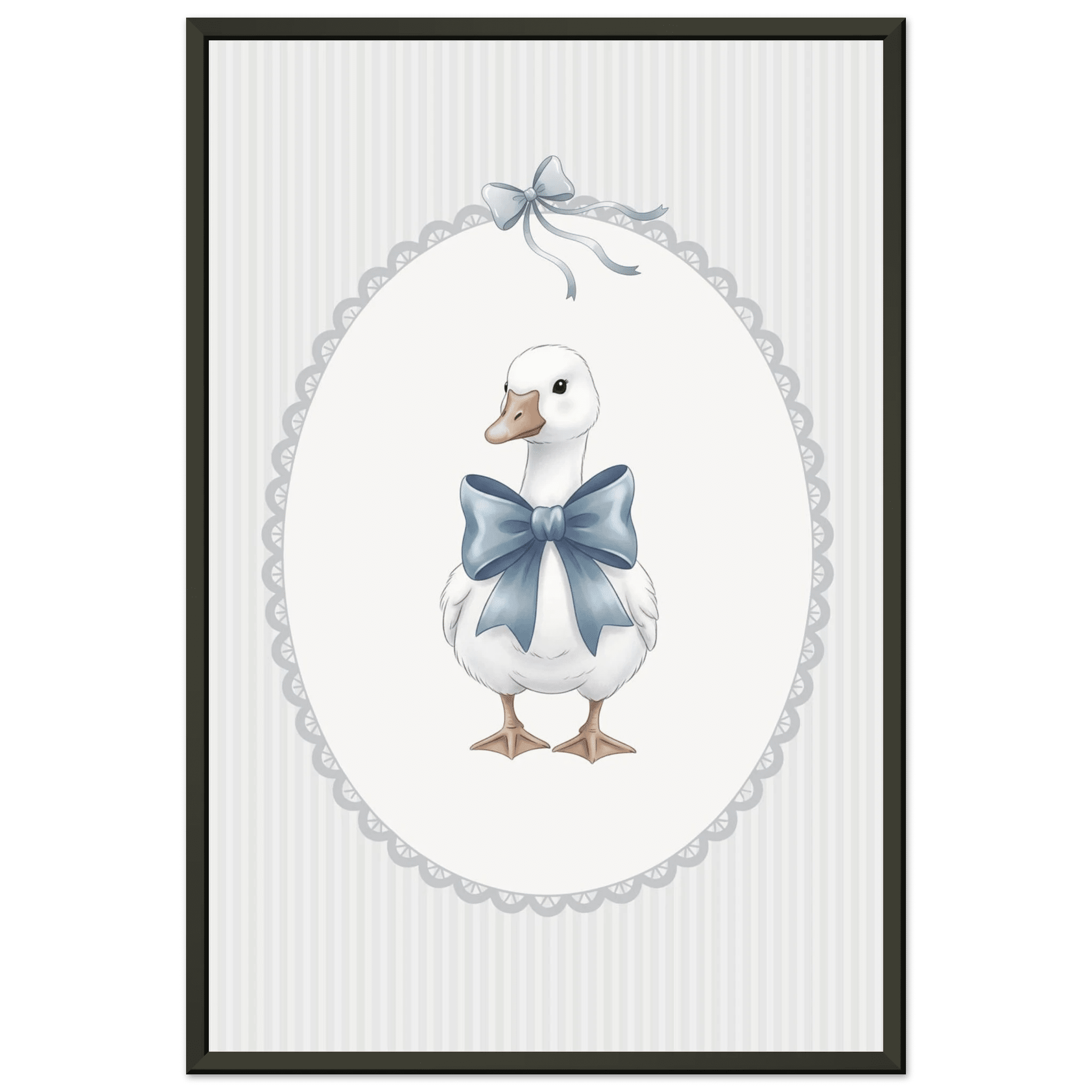 Blue Bow Duck Nursery Poster – Sweet Baby Room Wall Art Print - Evergreen Posters