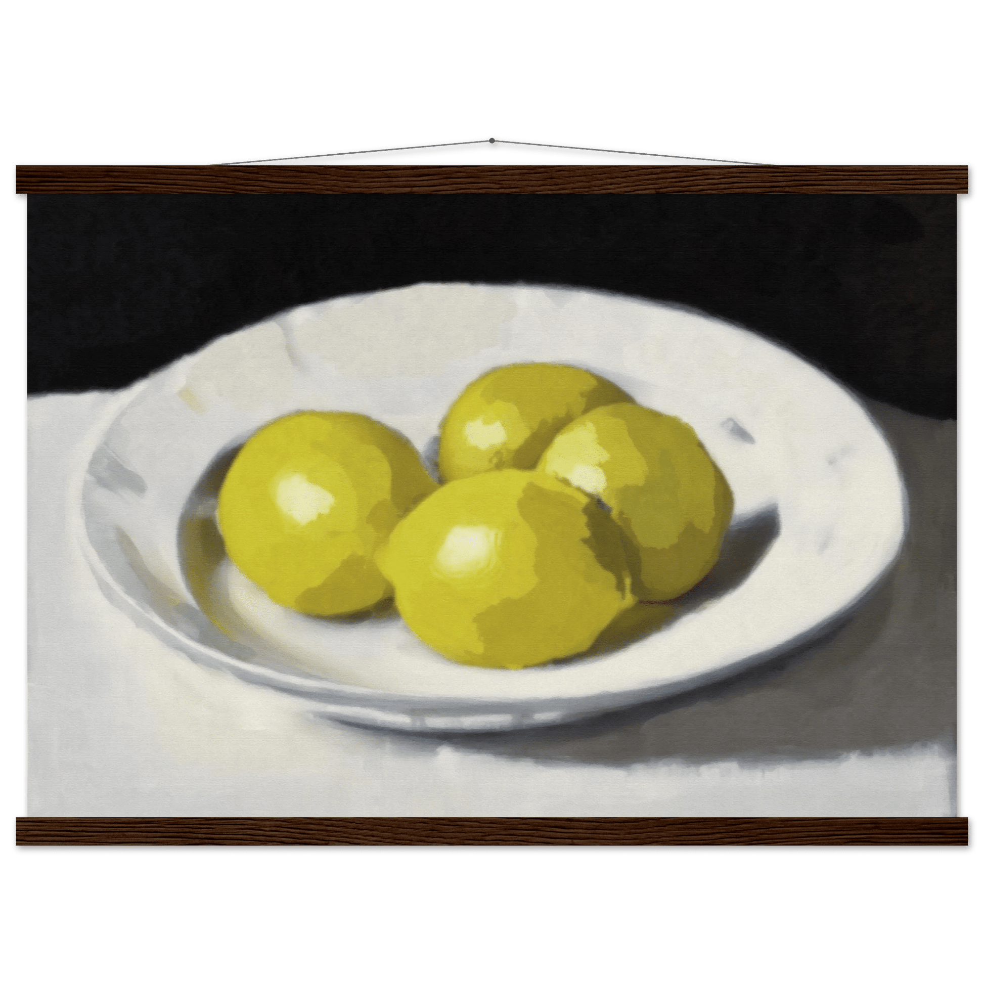 Lemons Print | Three Lemons Oil Painting Wall Art | Kitchen Still Life Poster - Evergreen Posters