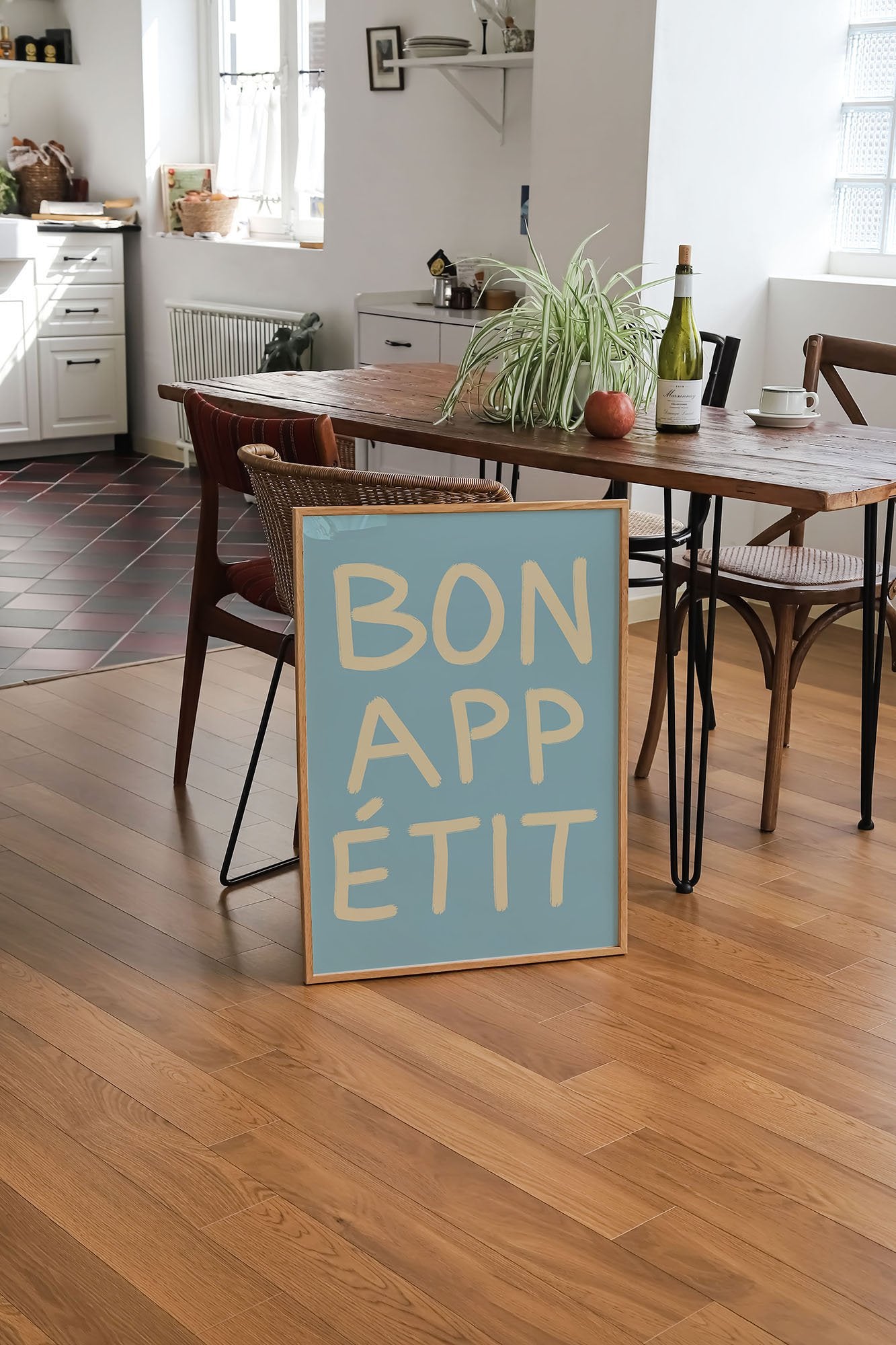 Bon Appétit Kitchen Poster | French Typography Wall Art | Retro Dining Room Print Decor - Evergreen Posters