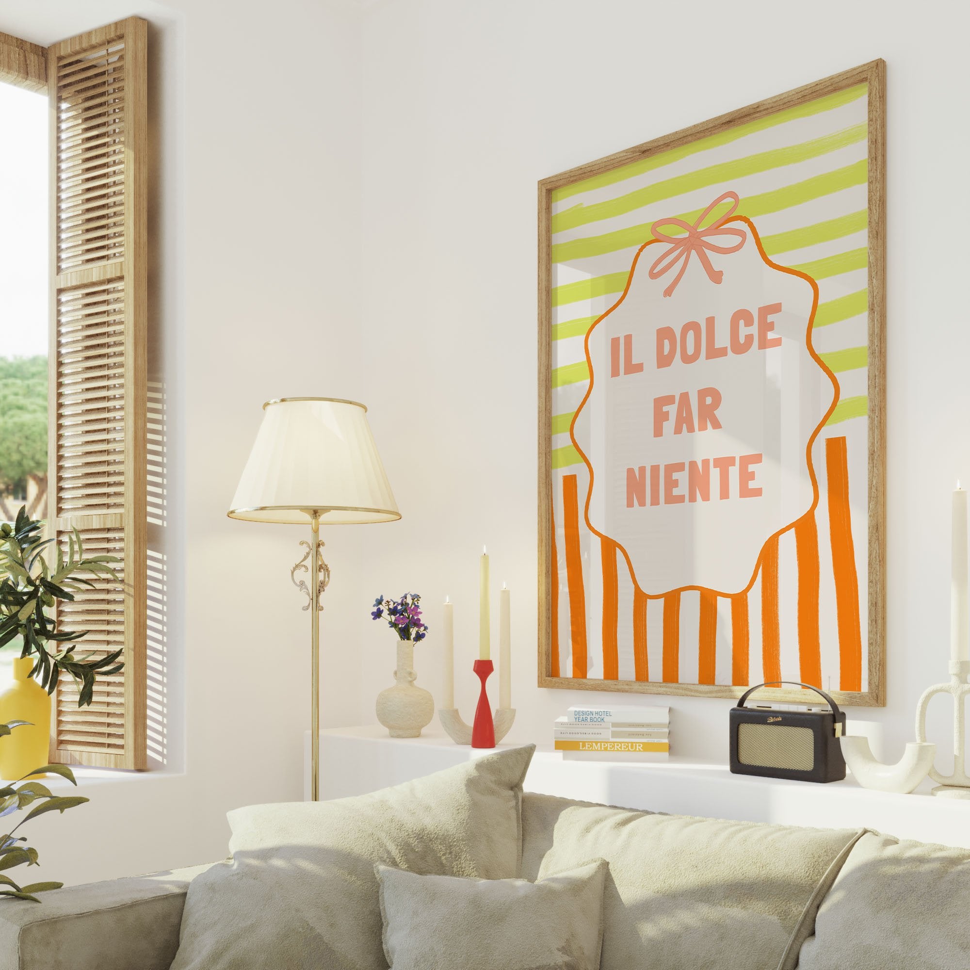 Il Dolce Far Niente Italian Print | Coquette Stripe Wall Art - Evergreen Posters