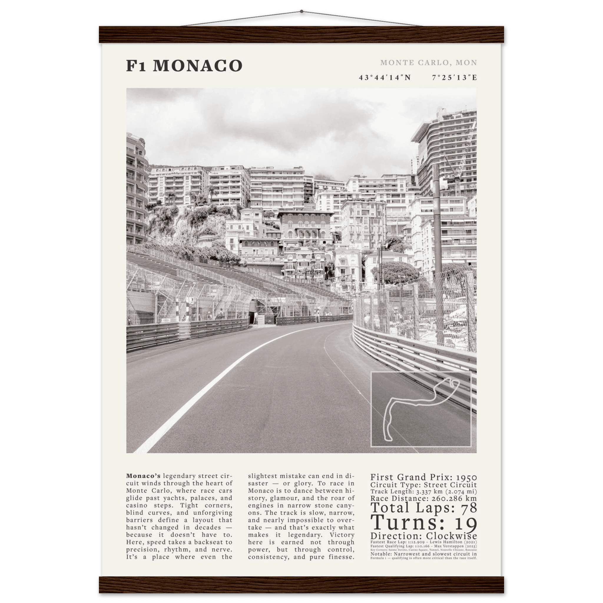 F1 Monaco Poster Black and White – Vintage Monte Carlo Street Circuit Print (Digital & Printed Options) - Evergreen Posters