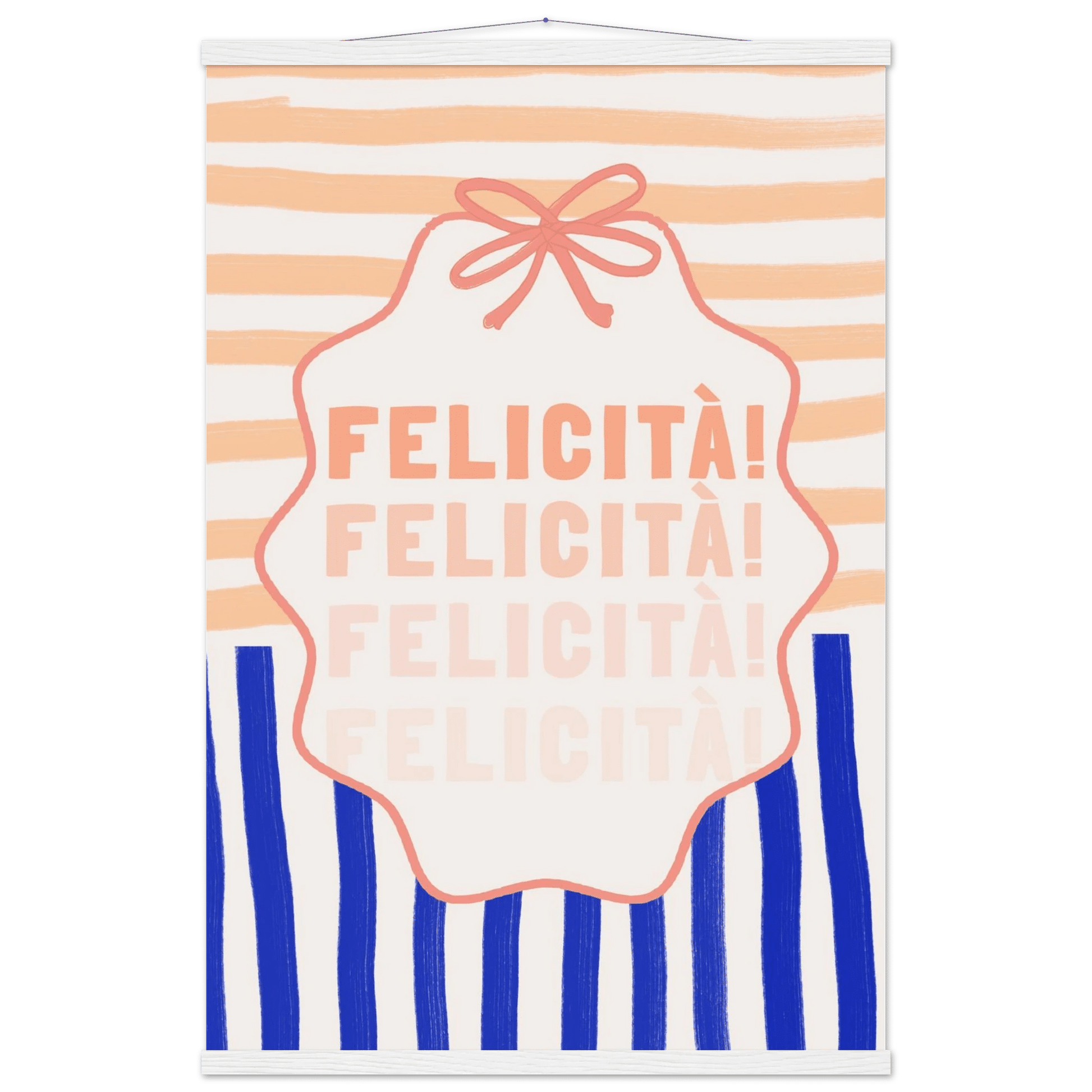 Felicità Italian Happiness Quote Print | Coquette Stripe Wall Art - Evergreen Posters