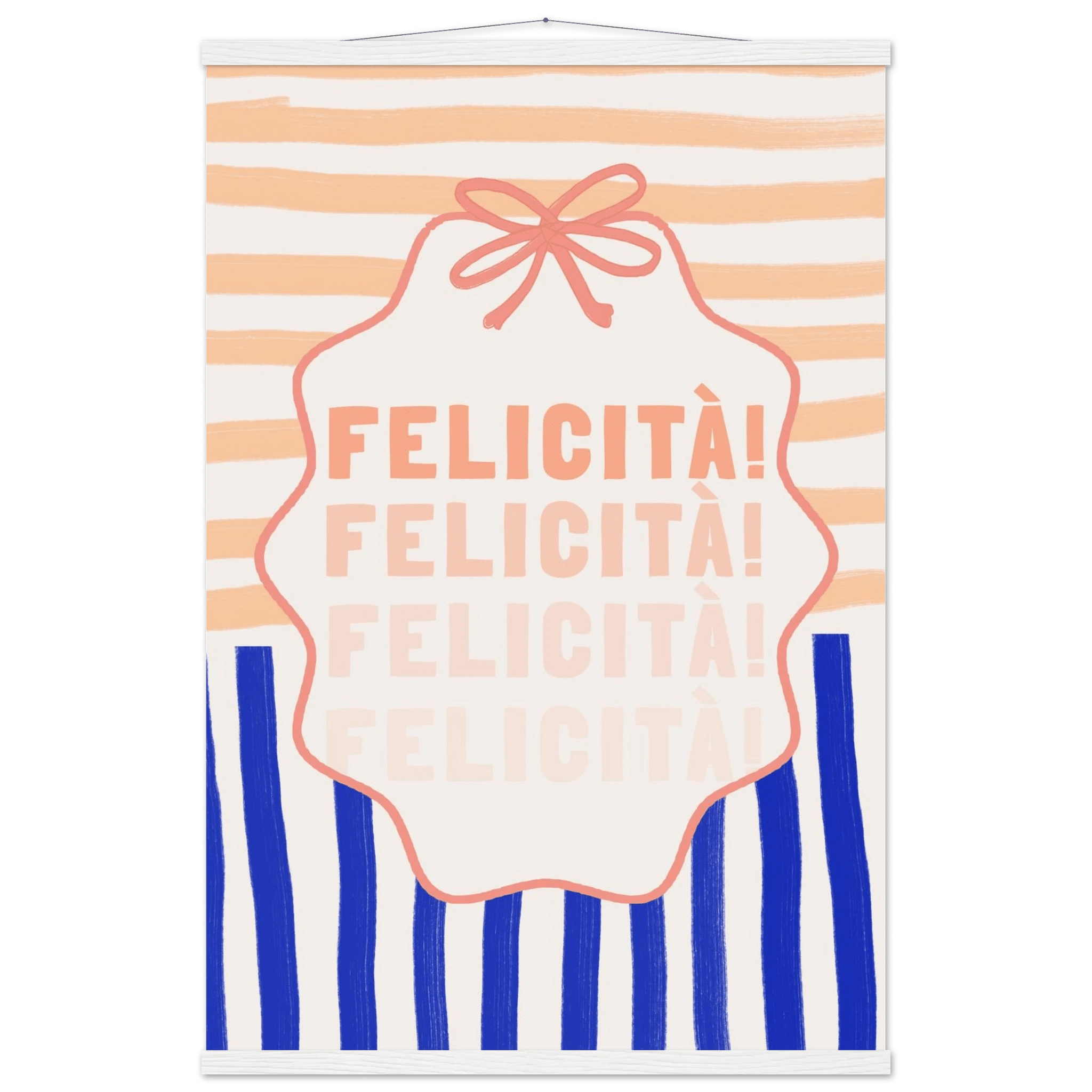 Felicità Italian Happiness Quote Print | Coquette Stripe Wall Art - Evergreen Posters