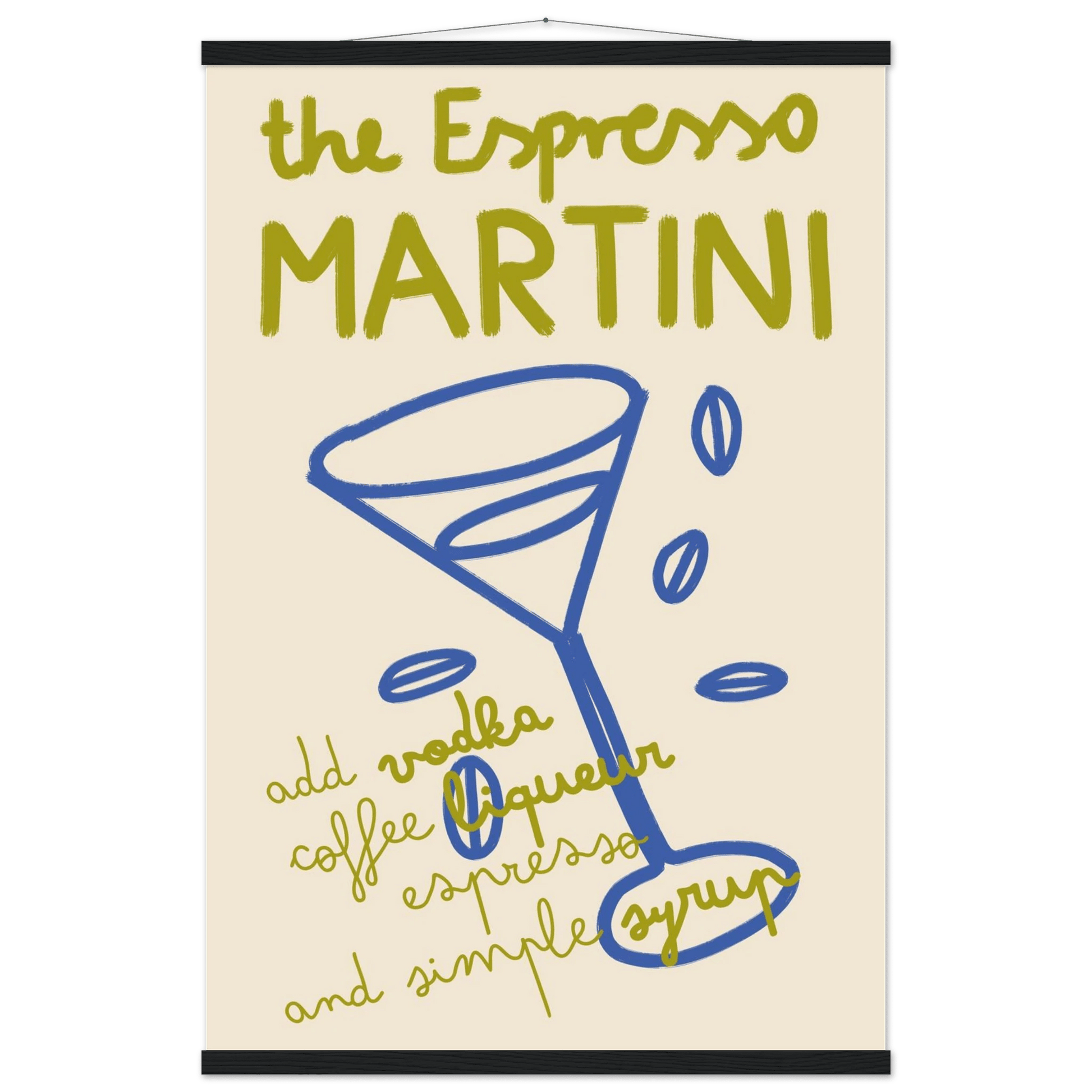 Espresso Martini Print | Cocktail Recipe Wall Art | Kitchen Bar Poster - Evergreen Posters