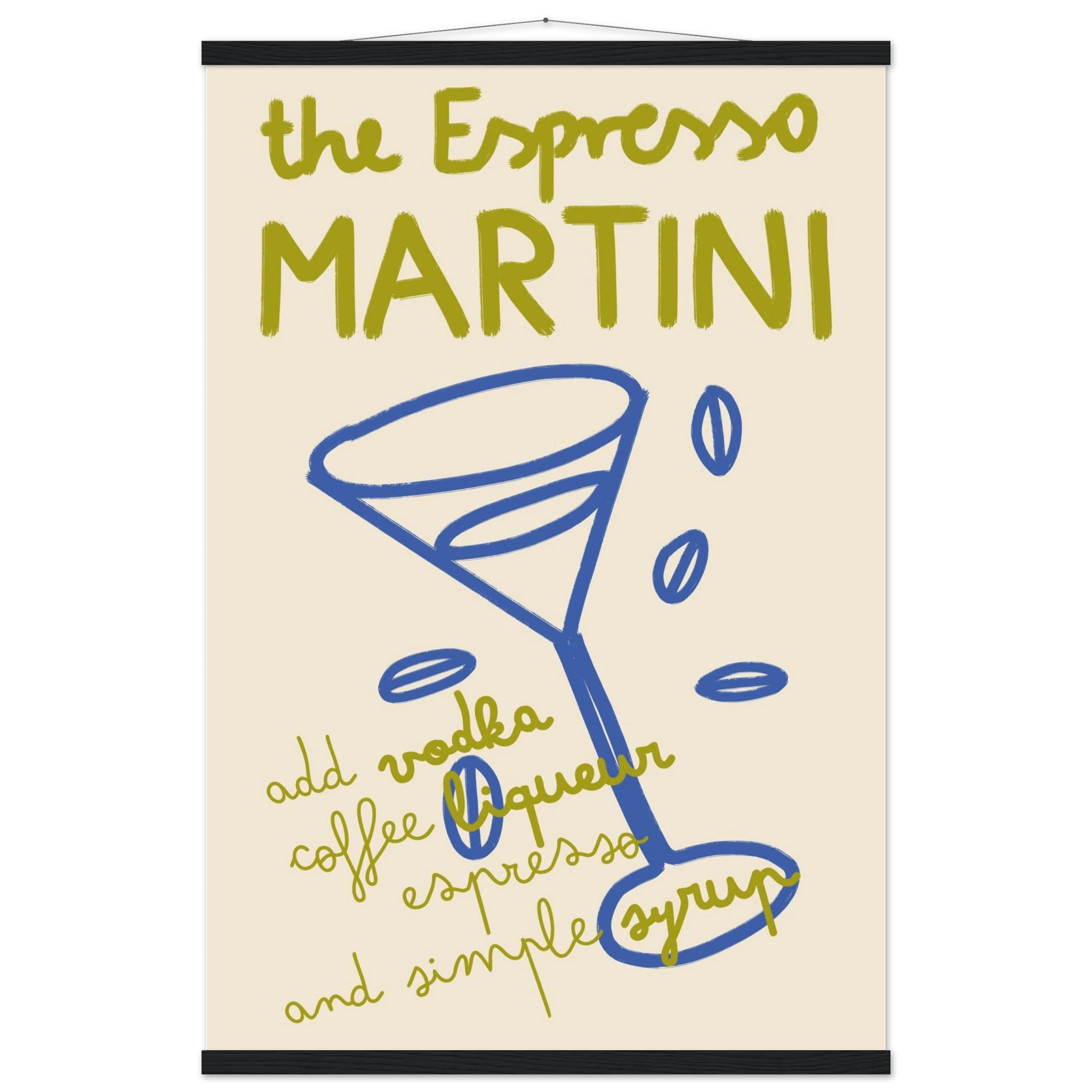 Espresso Martini Print | Cocktail Recipe Wall Art | Kitchen Bar Poster - Evergreen Posters