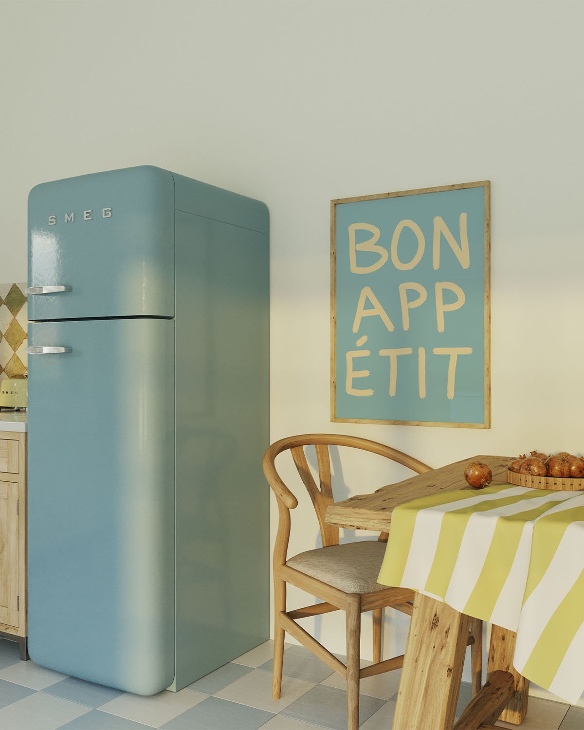Bon Appétit Kitchen Poster | French Typography Wall Art | Retro Dining Room Print Decor - Evergreen Posters