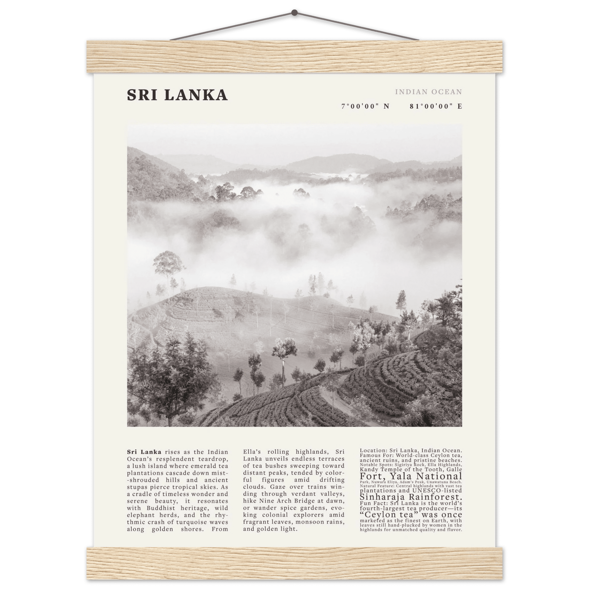 Sri Lanka Poster Black and White – Vintage Ceylon Tea Plantation Print (Digital & Printed Options) - Evergreen Posters