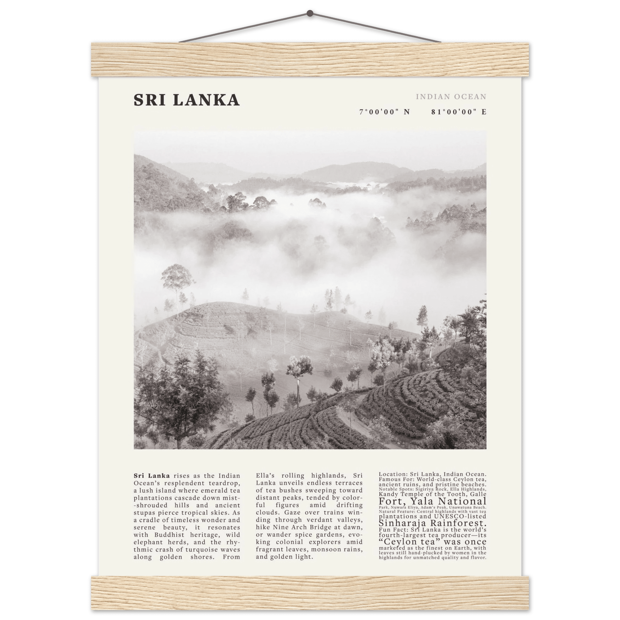 Sri Lanka Poster Black and White – Vintage Ceylon Tea Plantation Print (Digital & Printed Options) - Evergreen Posters