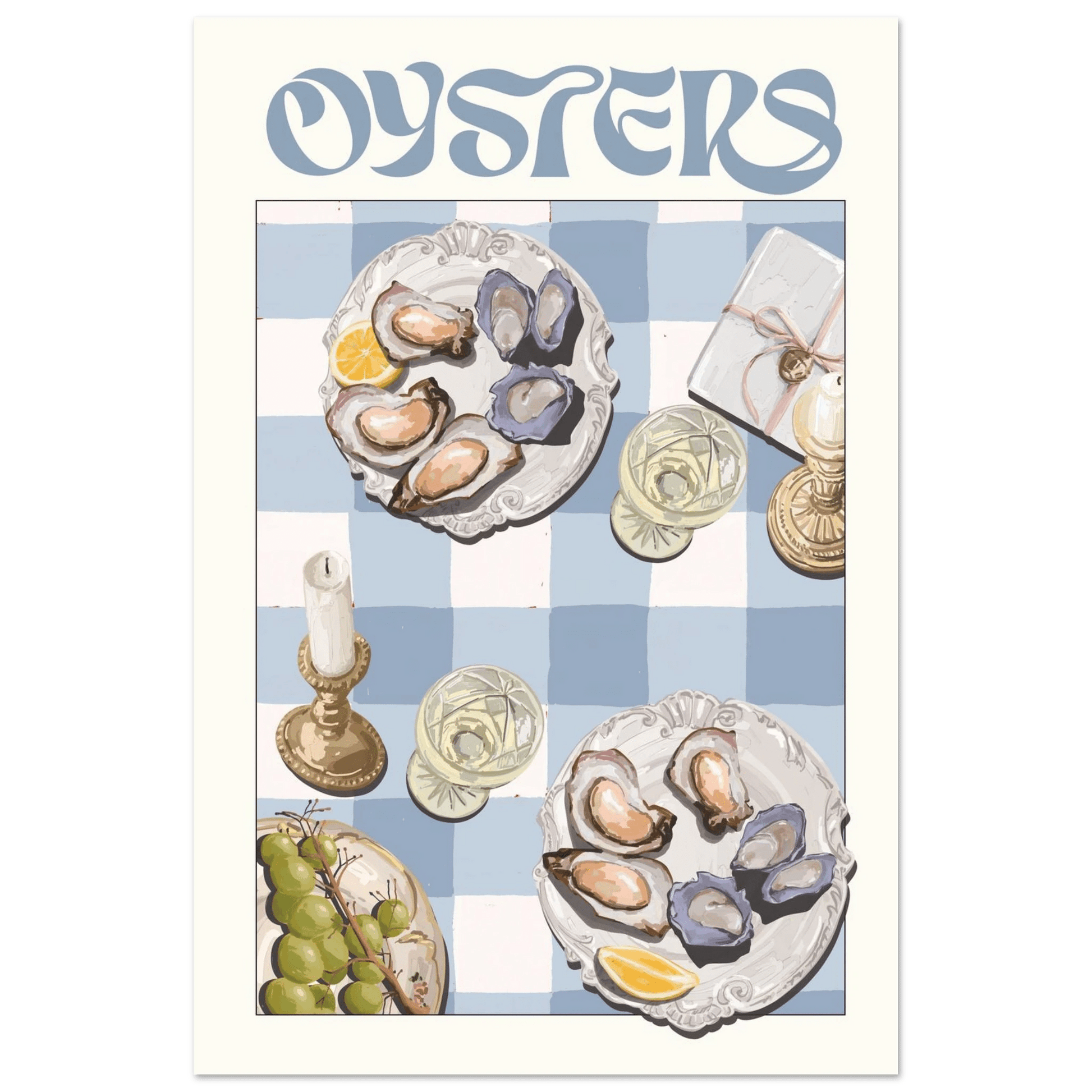 Oysters Poster – Playful Seafood Kitchen Wall Art Print (Digital & Printed Options) - Evergreen Posters