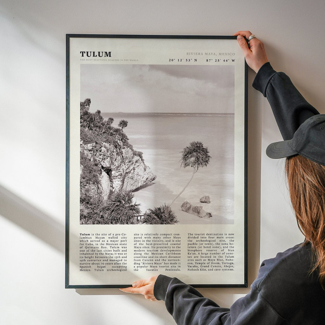 Tulum Poster | Black & White Riviera Maya Mexico Wall Art | Beach Travel Print - Evergreen Posters