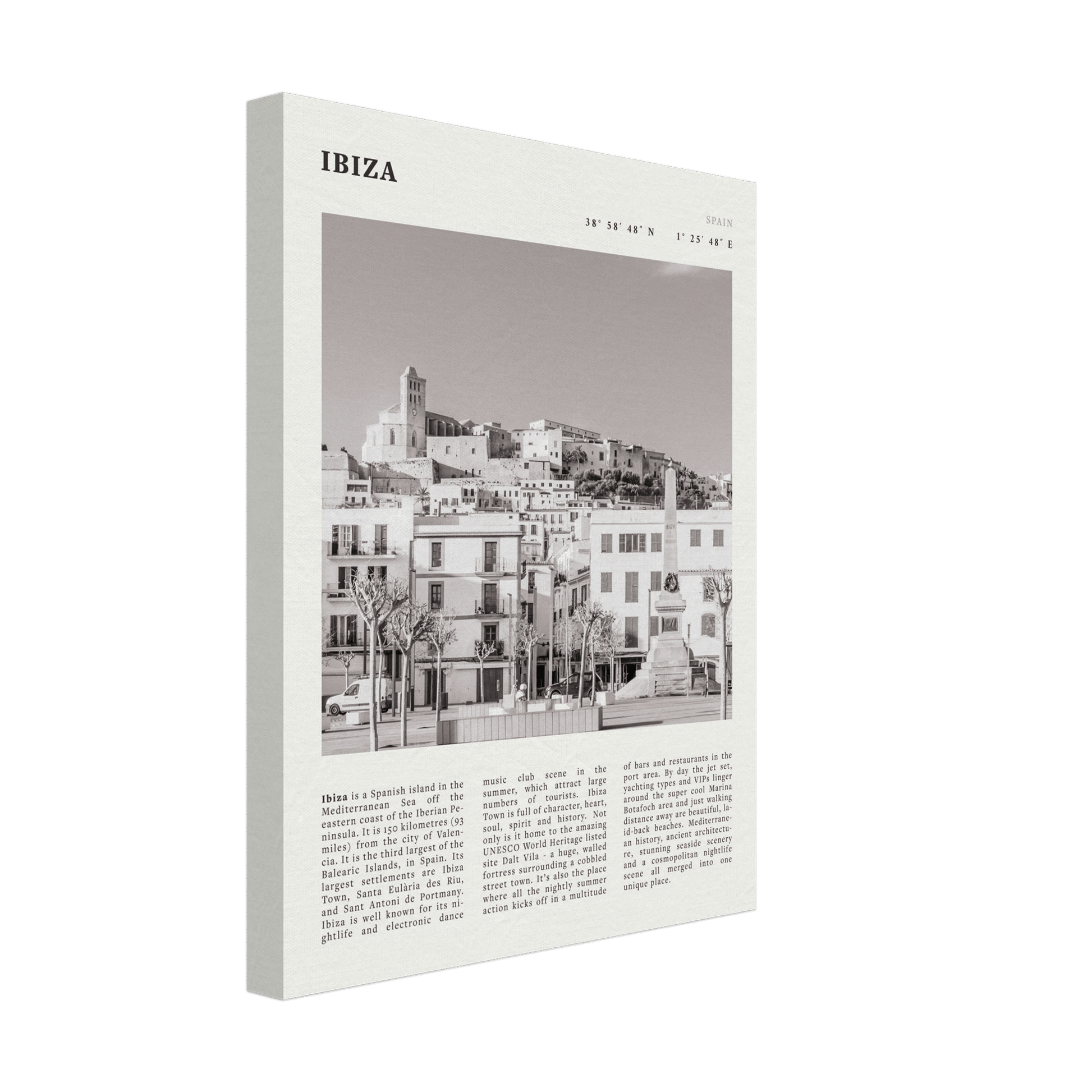Ibiza Poster | Black & White Spanish Island Wall Art | Spain Travel Print - Evergreen Posters